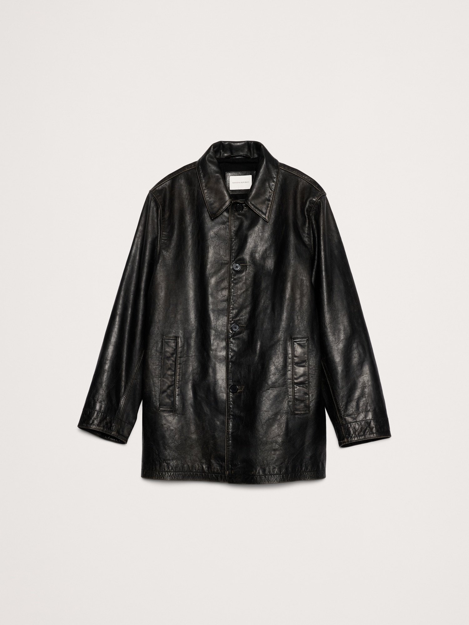 Image number 4 showing, Oversized Leather Carcoat