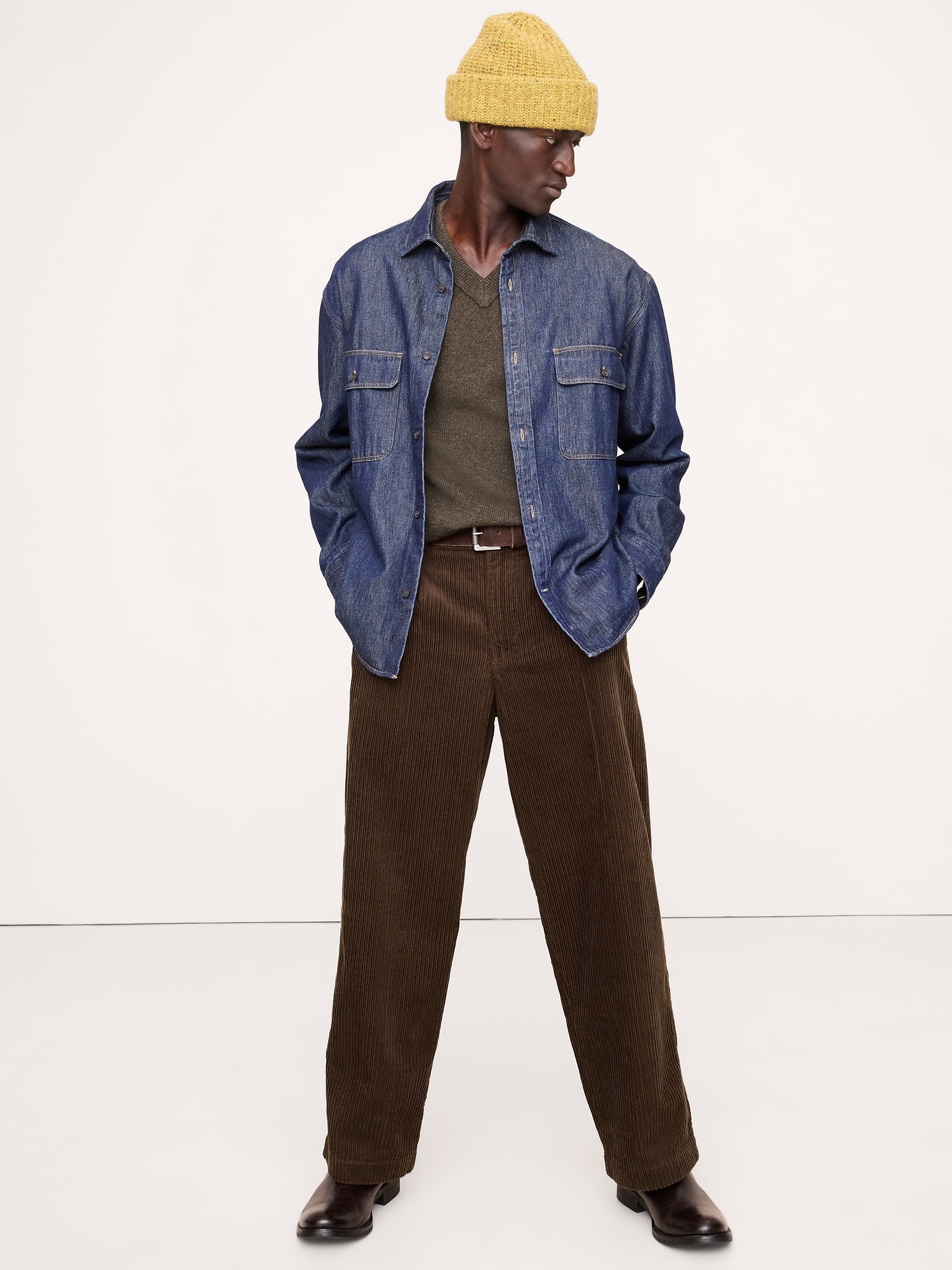 Image number 1 showing, Loose Pleated Corduroy Pant