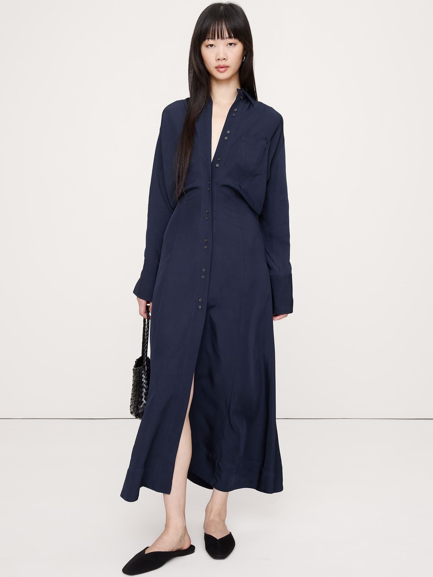 Image number 1 showing, Drapey Twill Shirt Dress