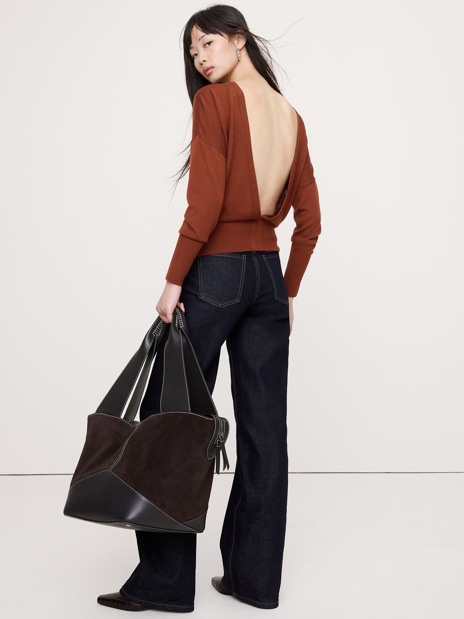 Merino Backless Sweater - Jasper Red