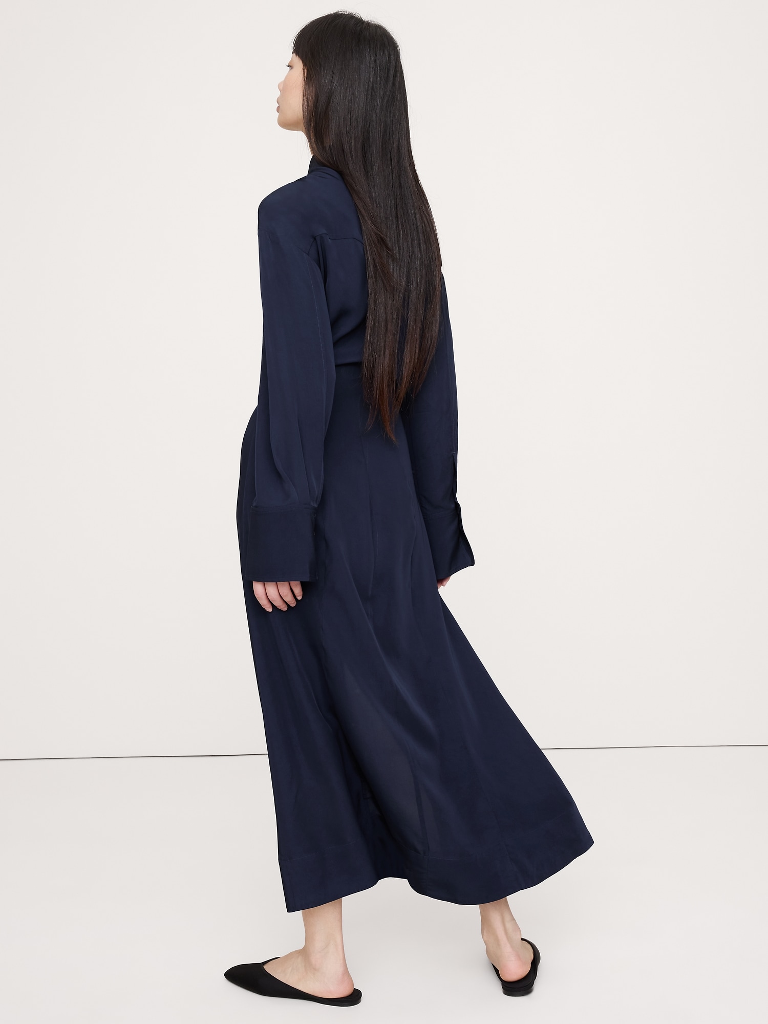 Image number 3 showing, Drapey Twill Shirt Dress