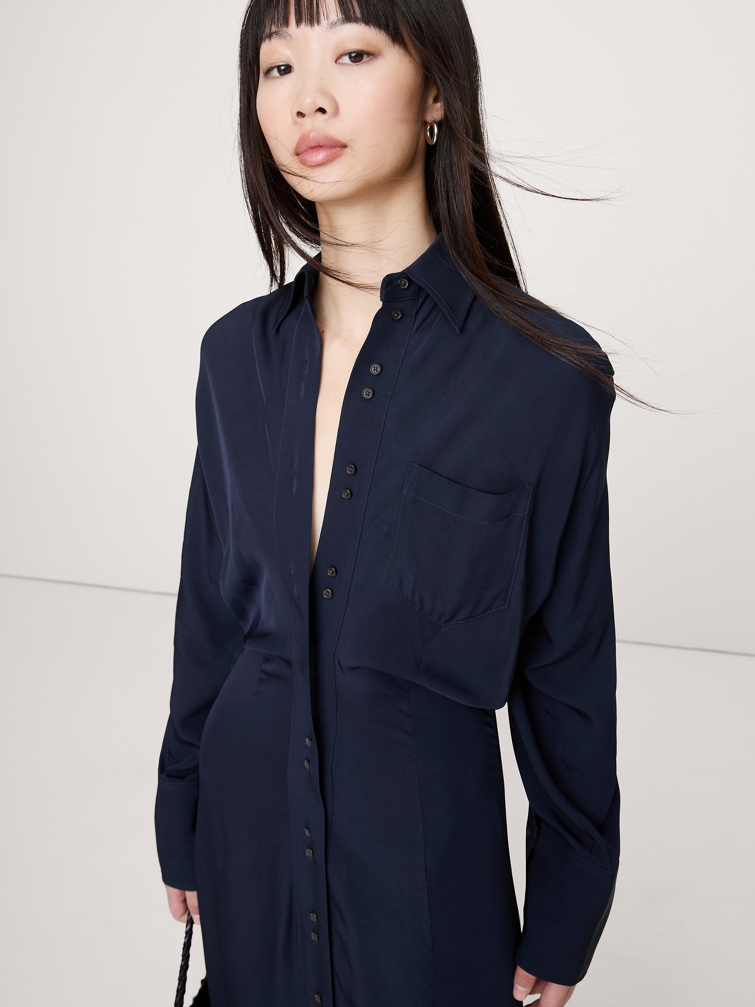 Image number 4 showing, Drapey Twill Shirt Dress