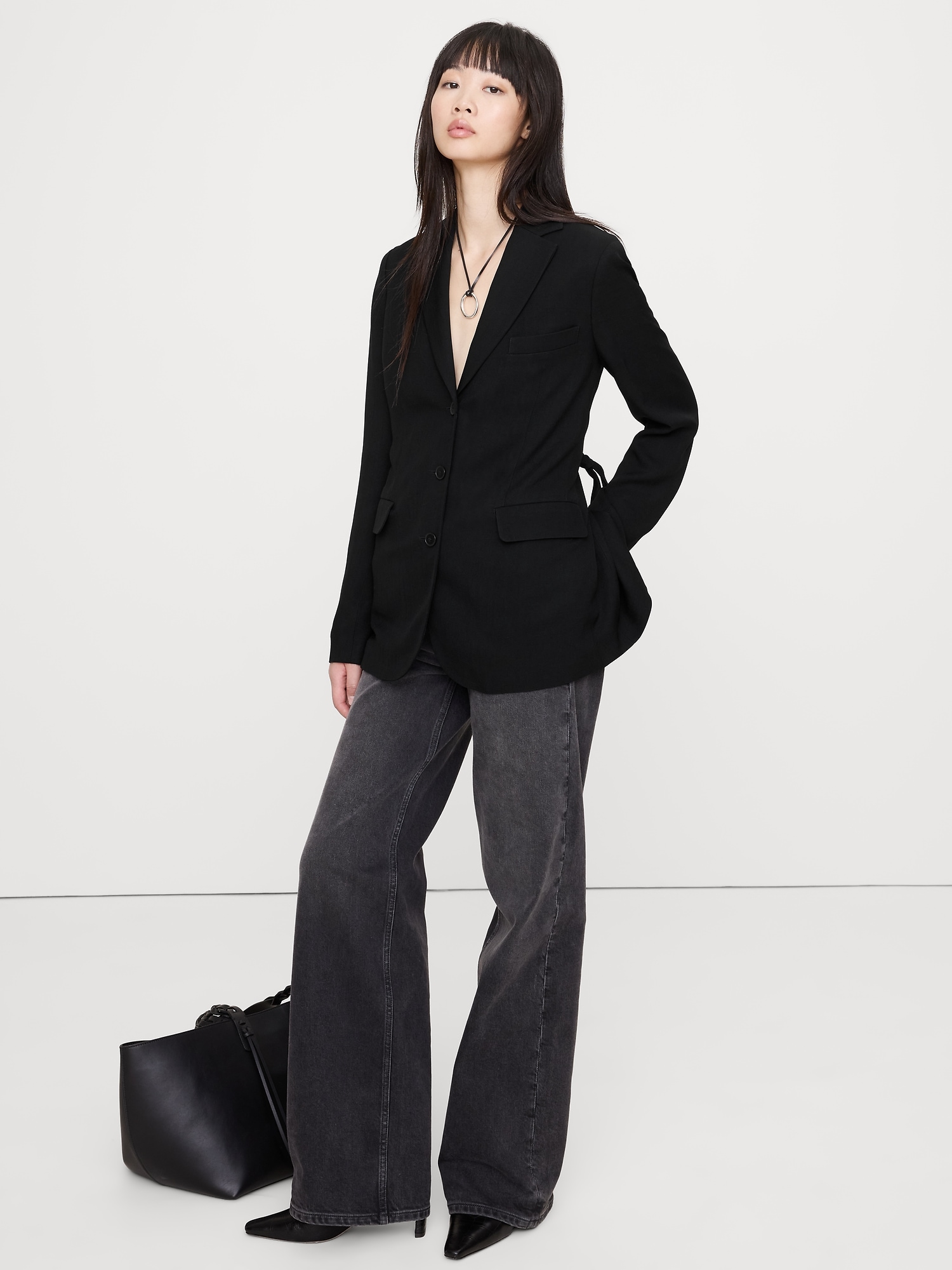 Image number 1 showing, Boyfriend Drapey Twill Belted Blazer