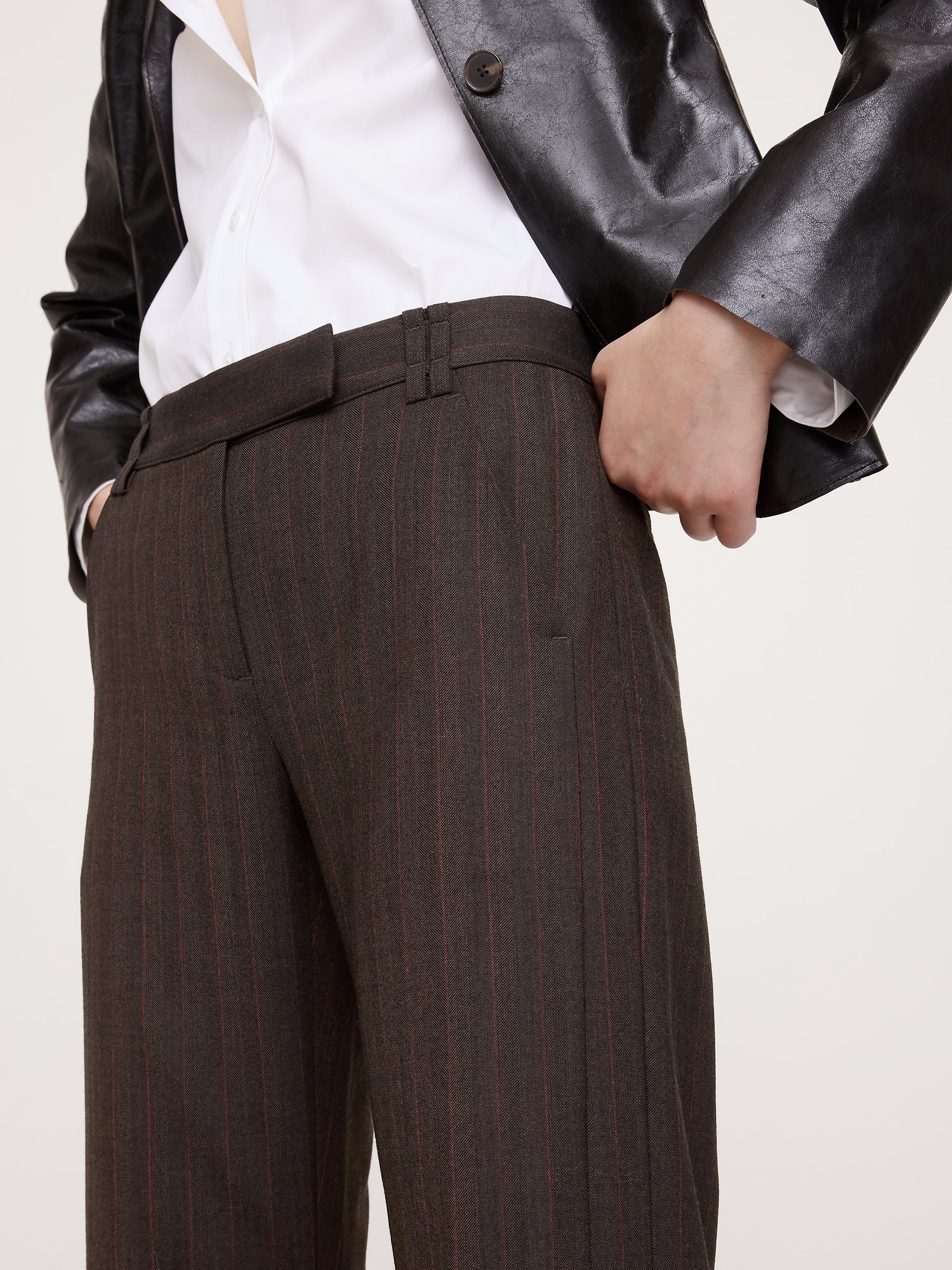 Image number 3 showing, Mid-Rise Bootcut Wool-Blend Flannel Pant