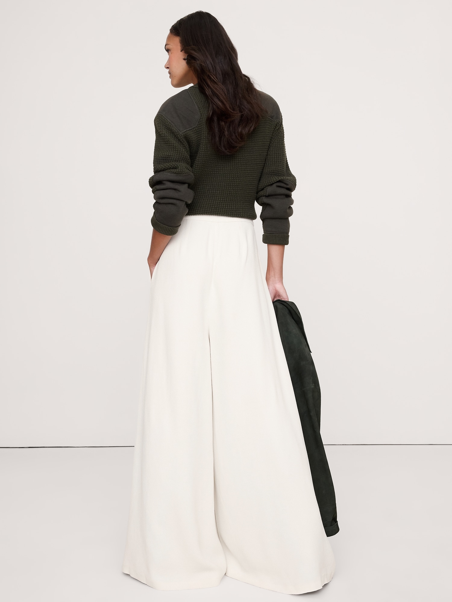 Image number 7 showing, High-Rise Wide-Leg Crepe Palazzo Pant