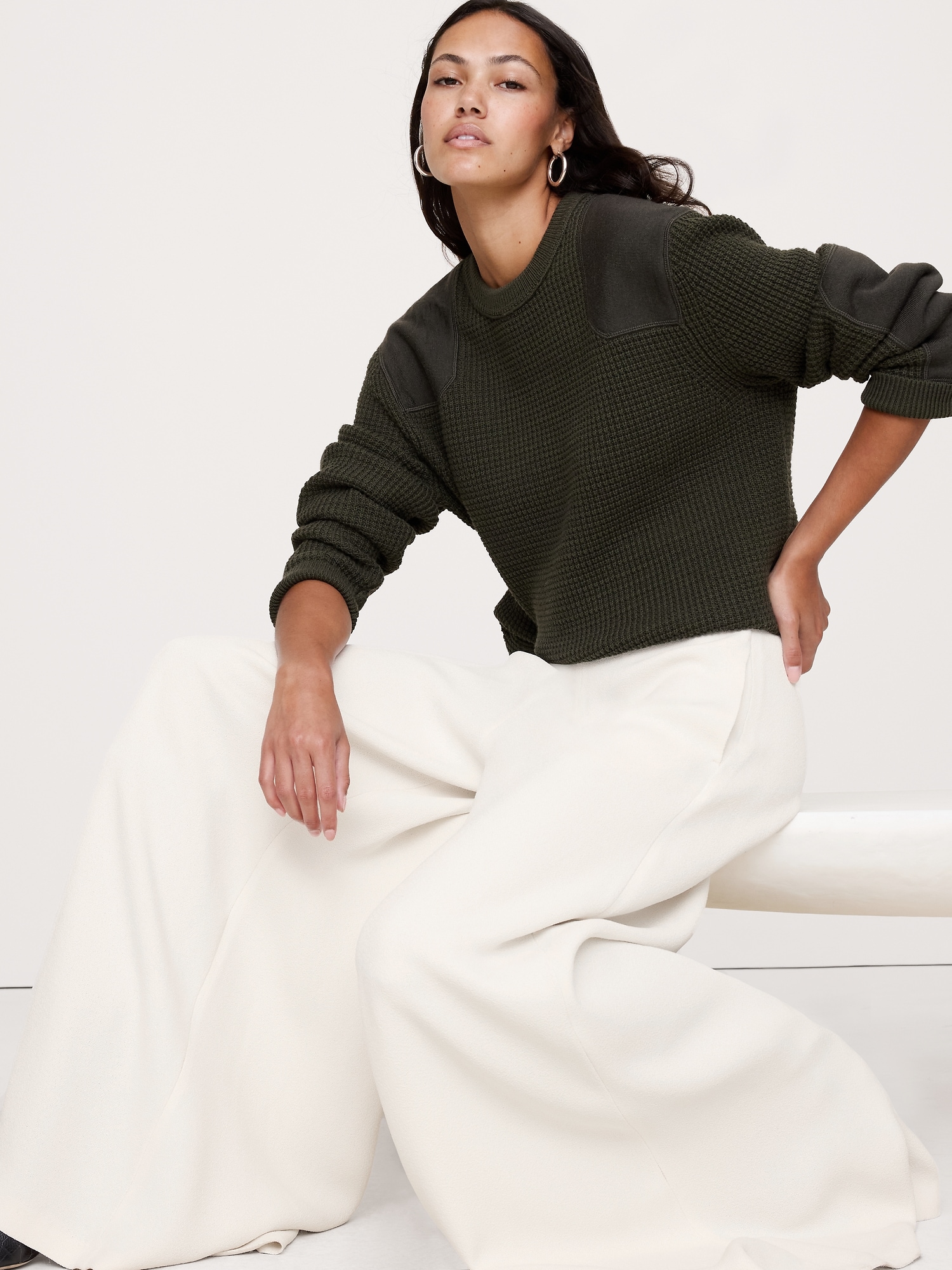 Image number 8 showing, High-Rise Wide-Leg Crepe Palazzo Pant
