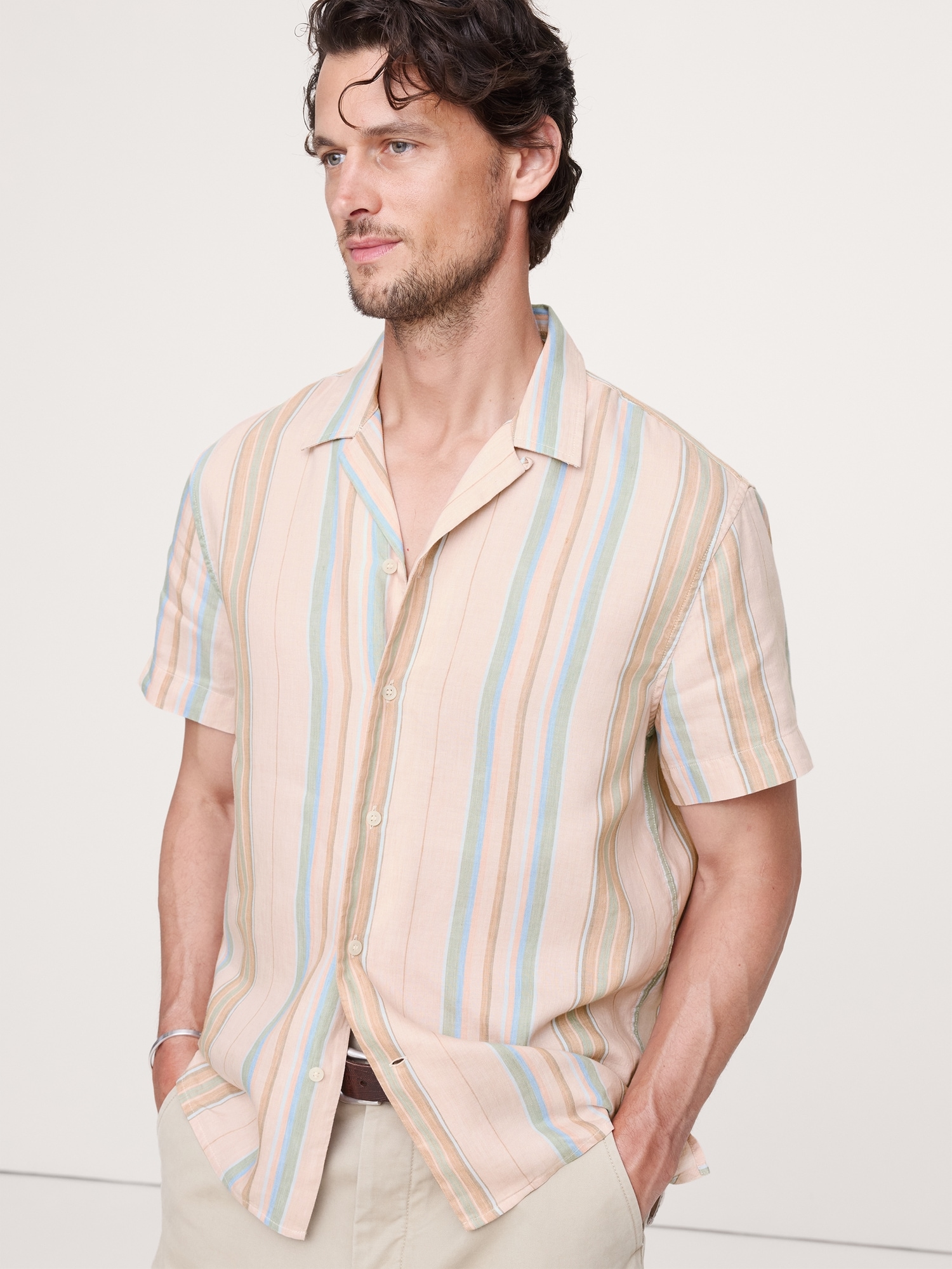 Image number 3 showing, Standard-Fit Linen-Cotton Resort Shirt