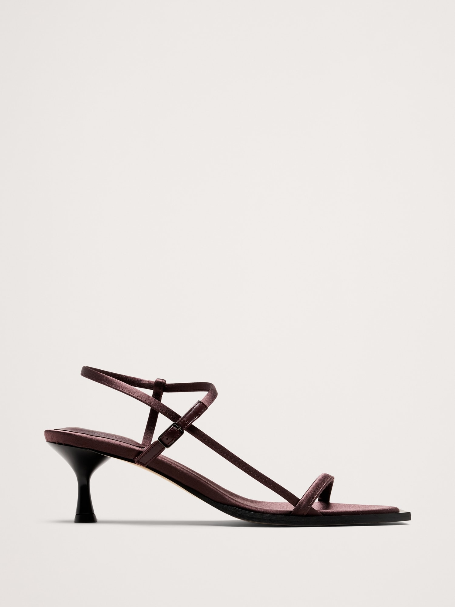 Kitten-Heel Sandal - Chocolate Brown Satin