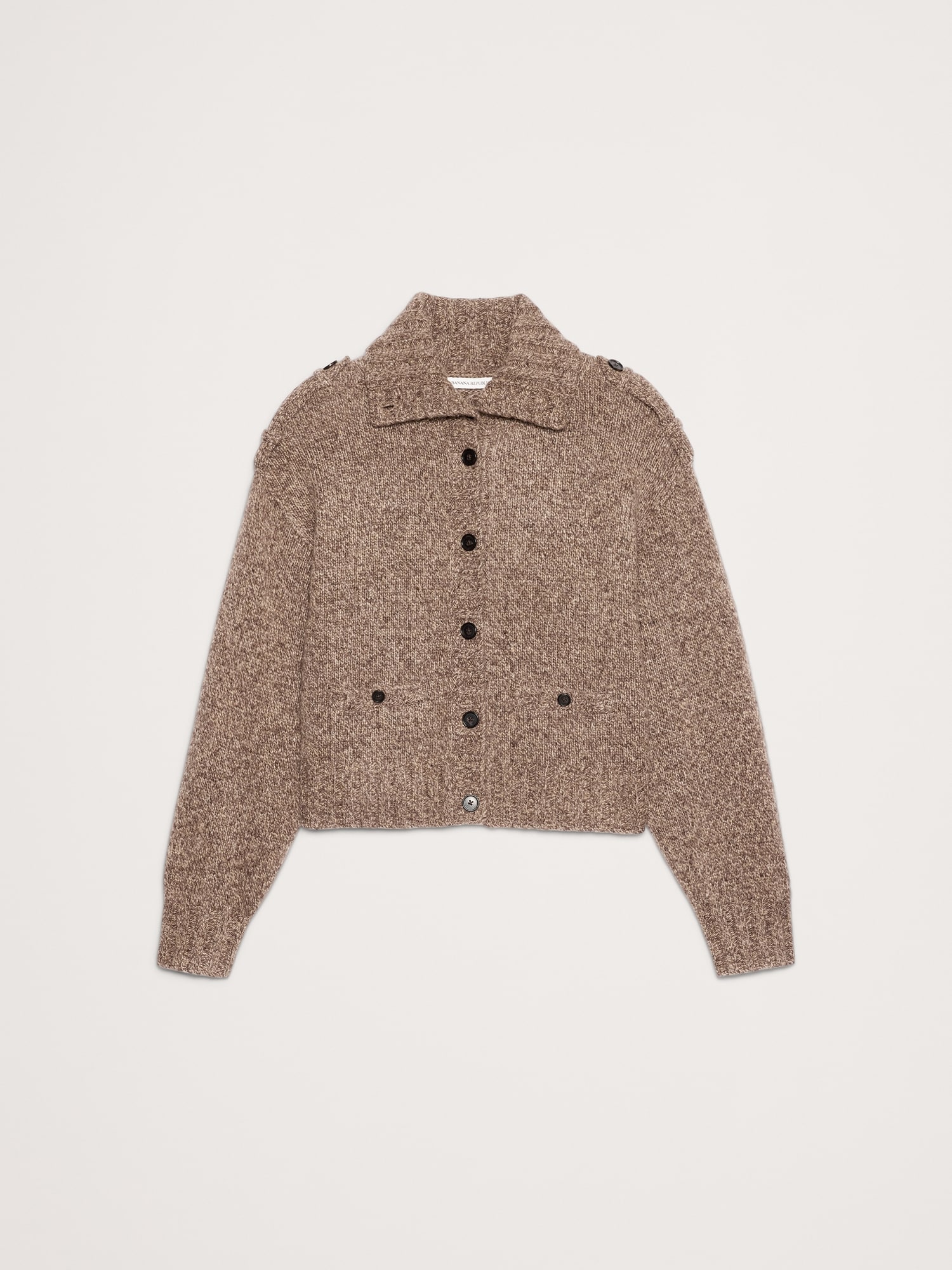 Image number 4 showing, Marled Cashmere-Merino Blend Epaulet Cardigan