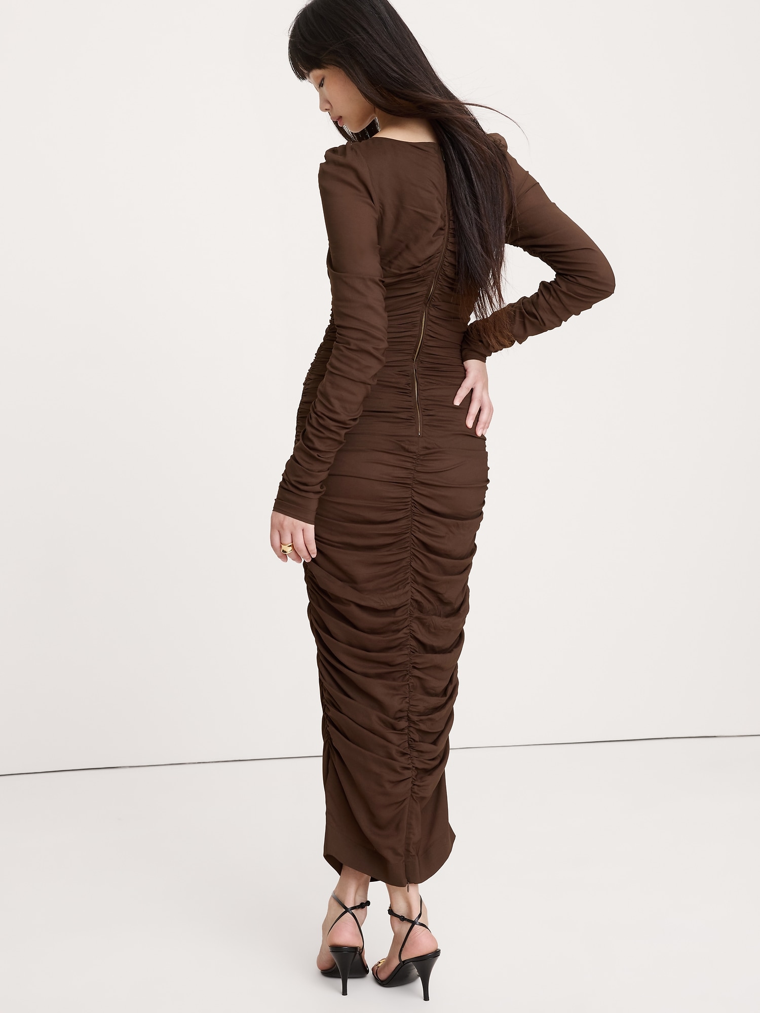 Image number 2 showing, Stretch-Crepe Ruched Midi Dress