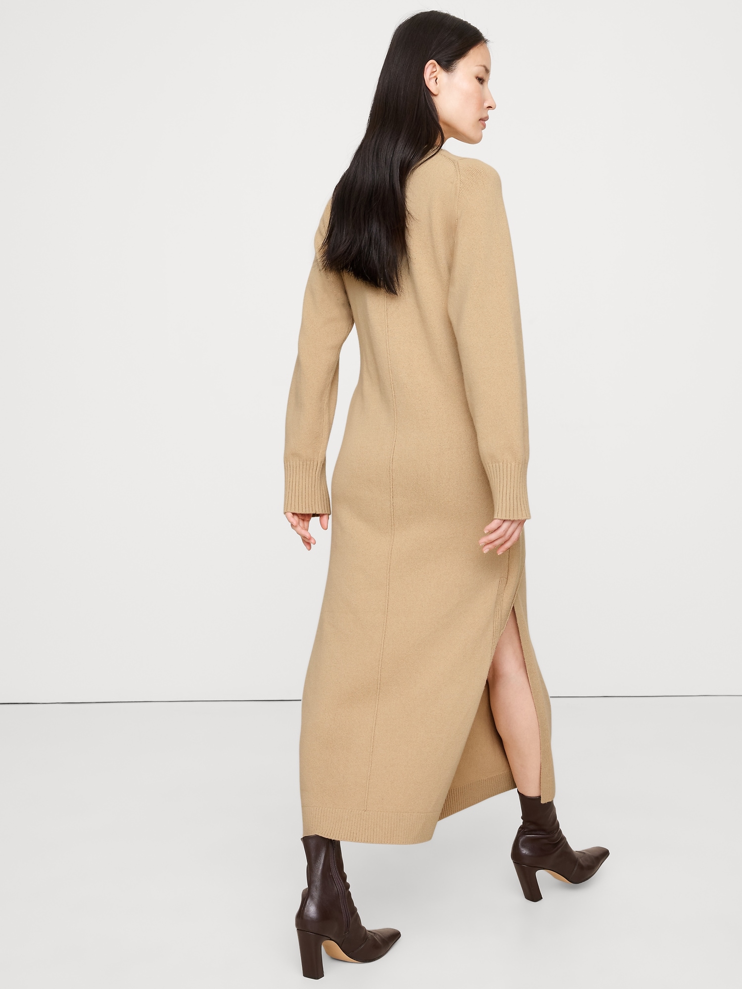 Image number 3 showing, Merino-Cotton Wrap Sweater Dress