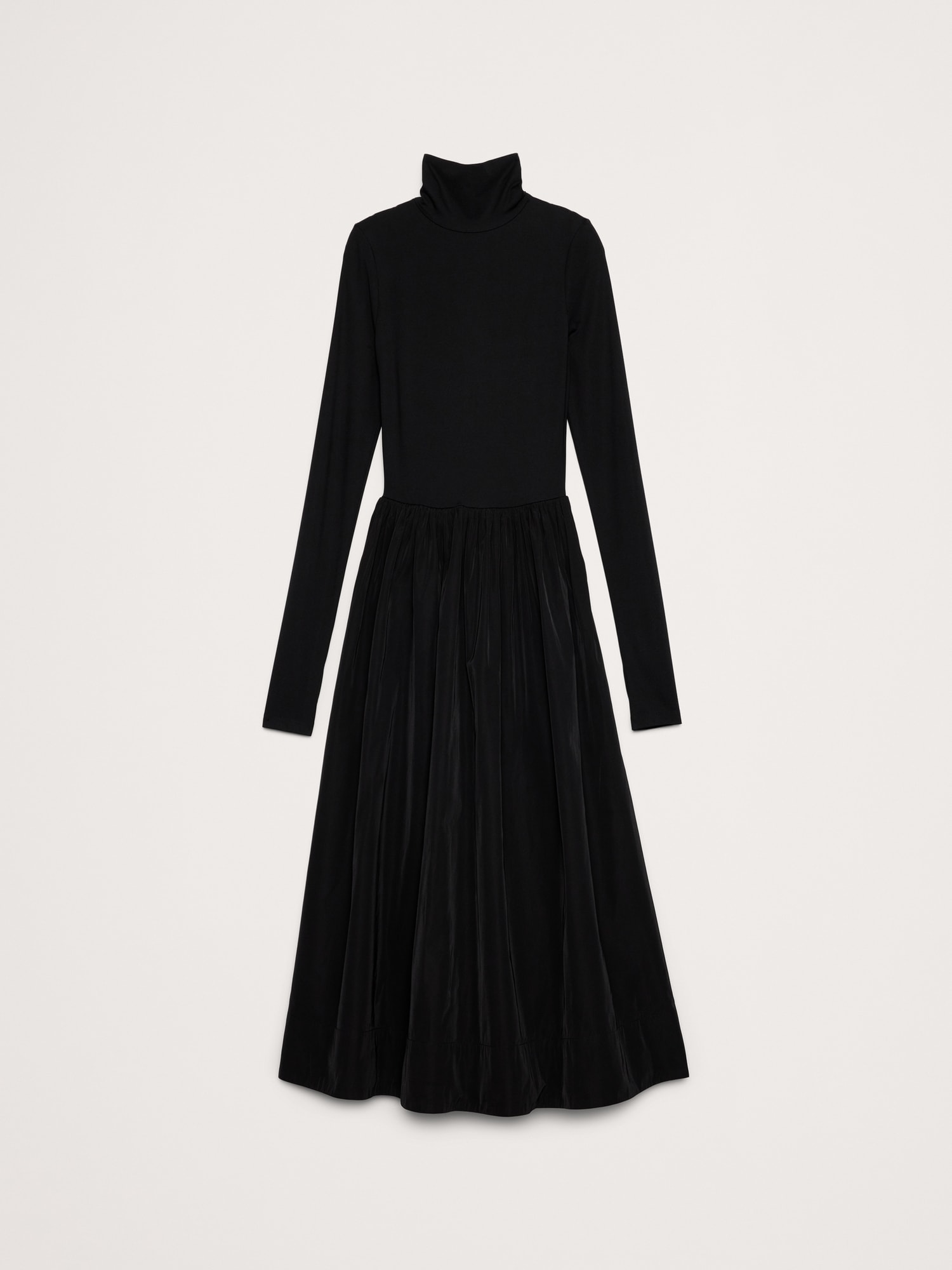 Image number 5 showing, Taffeta Combo Turtleneck Maxi Dress