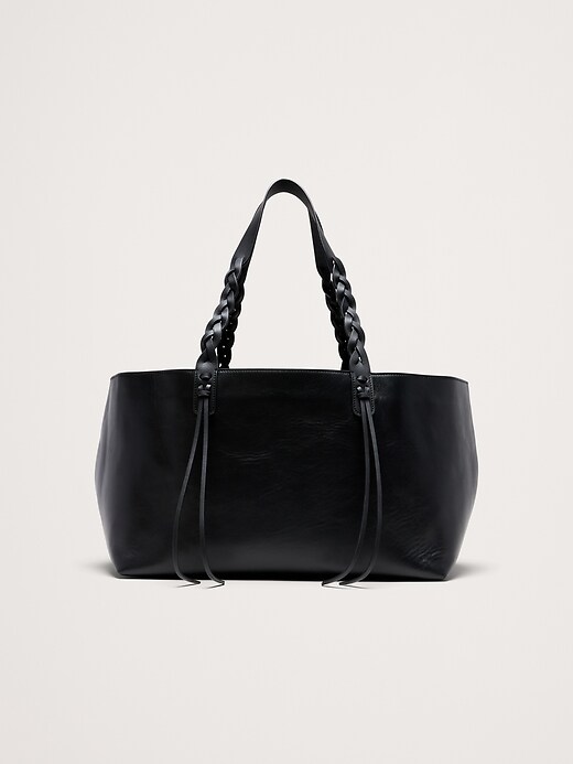 Large Leather East-West Tote | Banana Republic