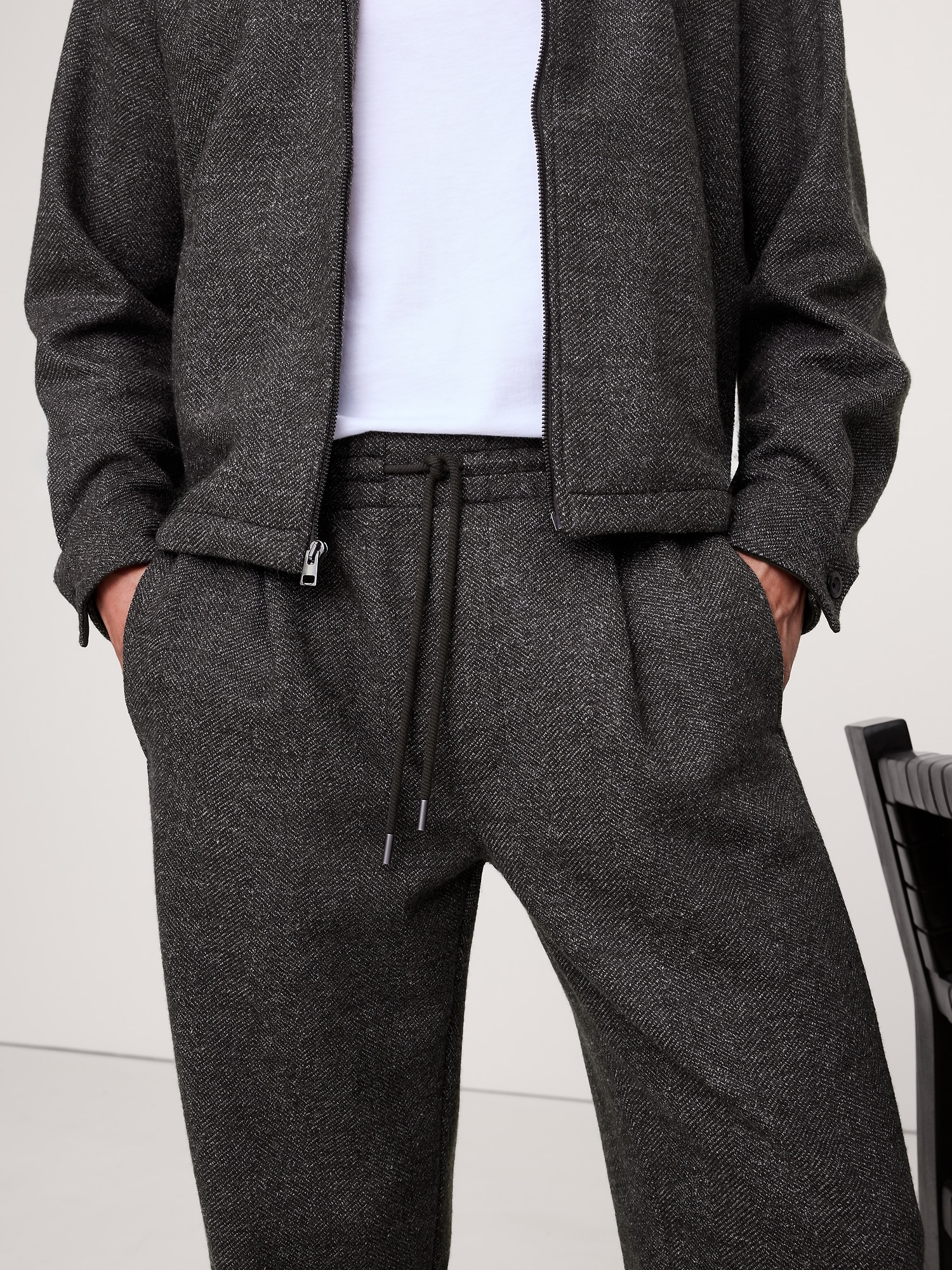 Image number 4 showing, Relaxed Herringbone Pull-On Pant