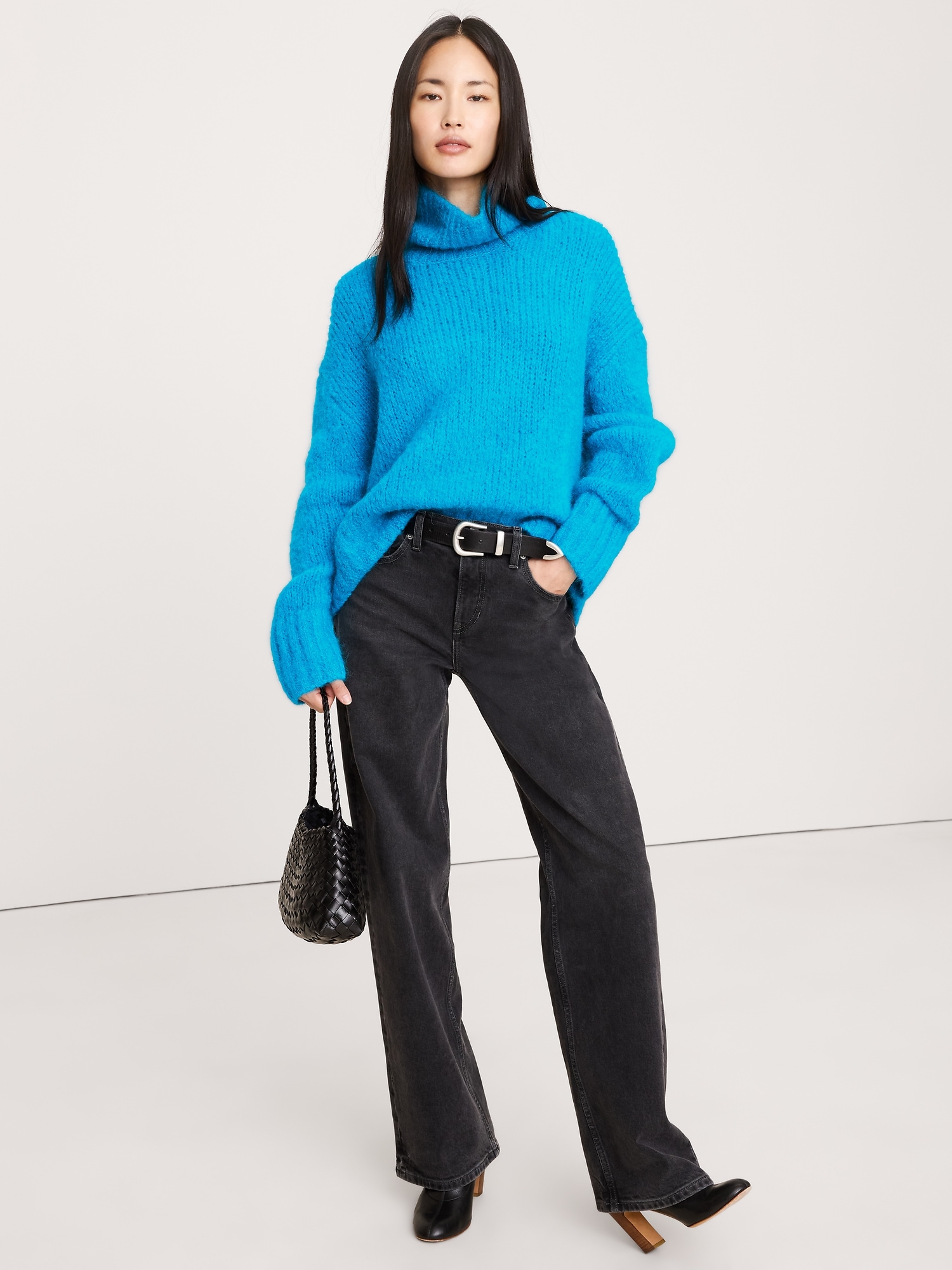 Image number 1 showing, Italian Alpaca-Blend Funnel-Neck Sweater