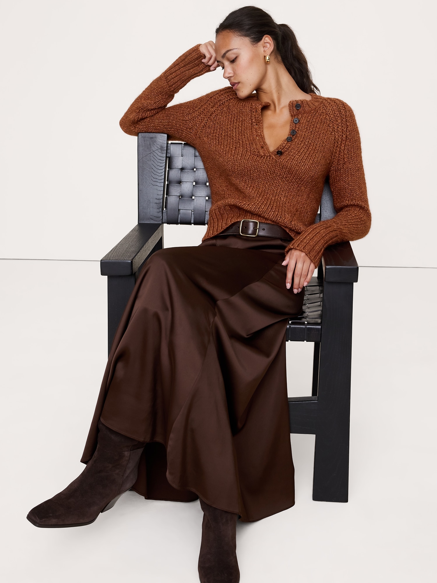 L'image numéro 3 présente CHANDAIL HENLEY EN MÉLANGE DE COTON, ALPAGA ET LAINE MÉRINOS