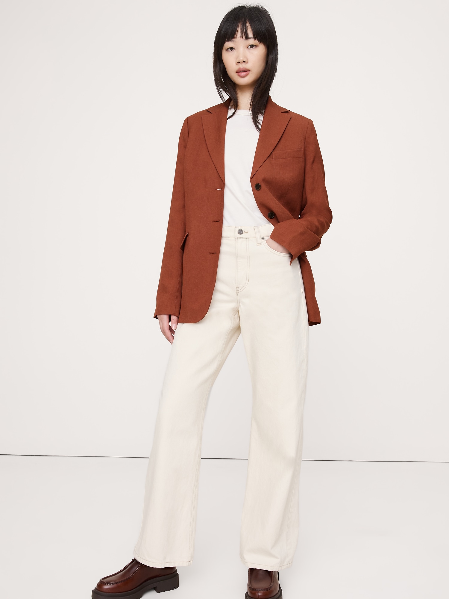 Image number 1 showing, Boyfriend Drapey Twill Belted Blazer