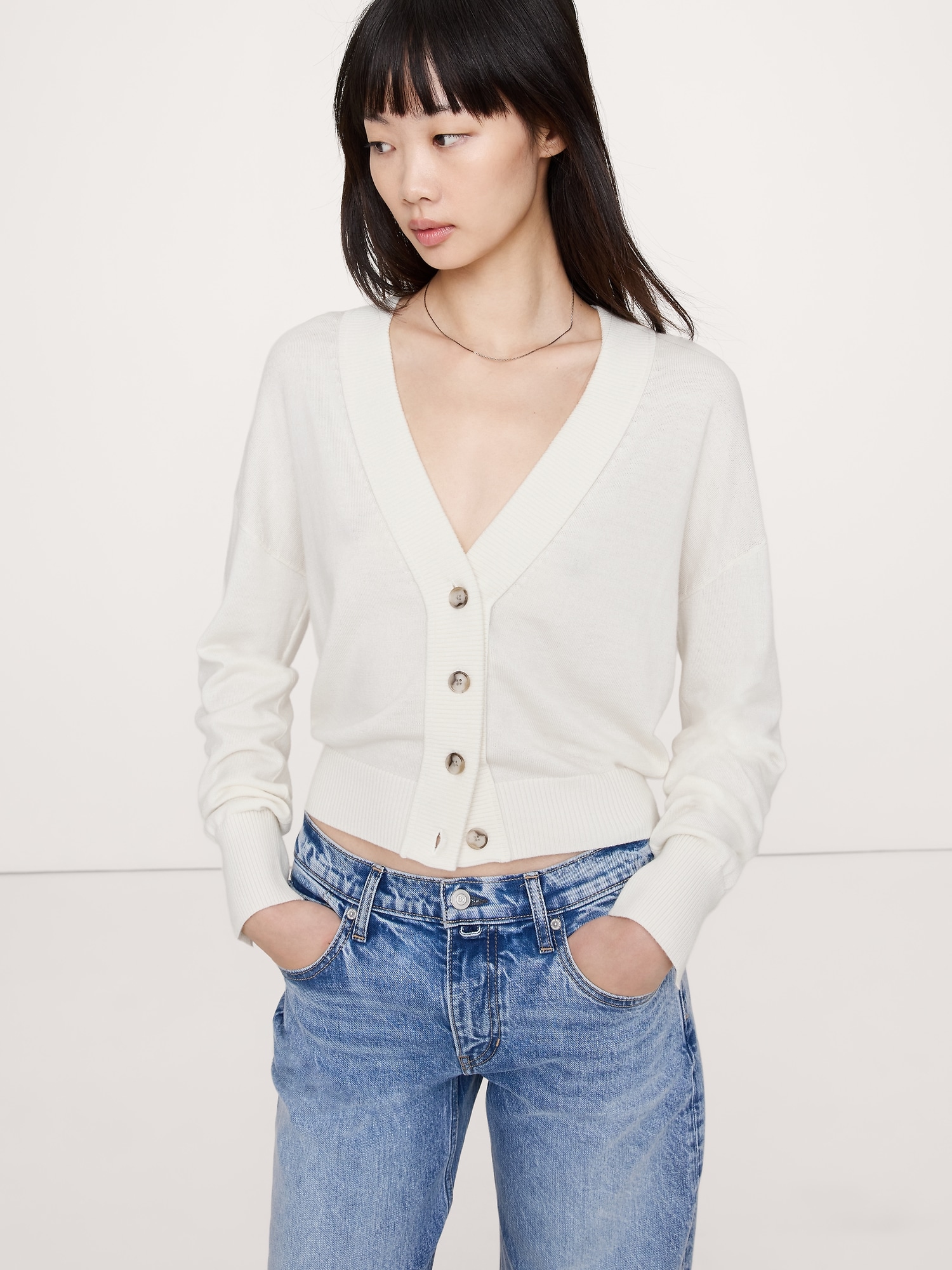 Cardigan en laine mérinos - Blanc
