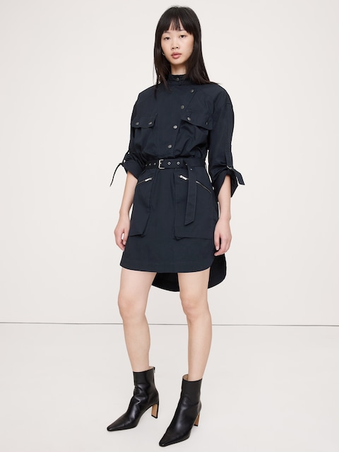 ROBE UTILITAIRE MI-LONGUE EN COTON EXTENSIBLE