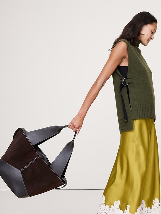 Large Patchwork Medium Zip Tote | Banana Republic