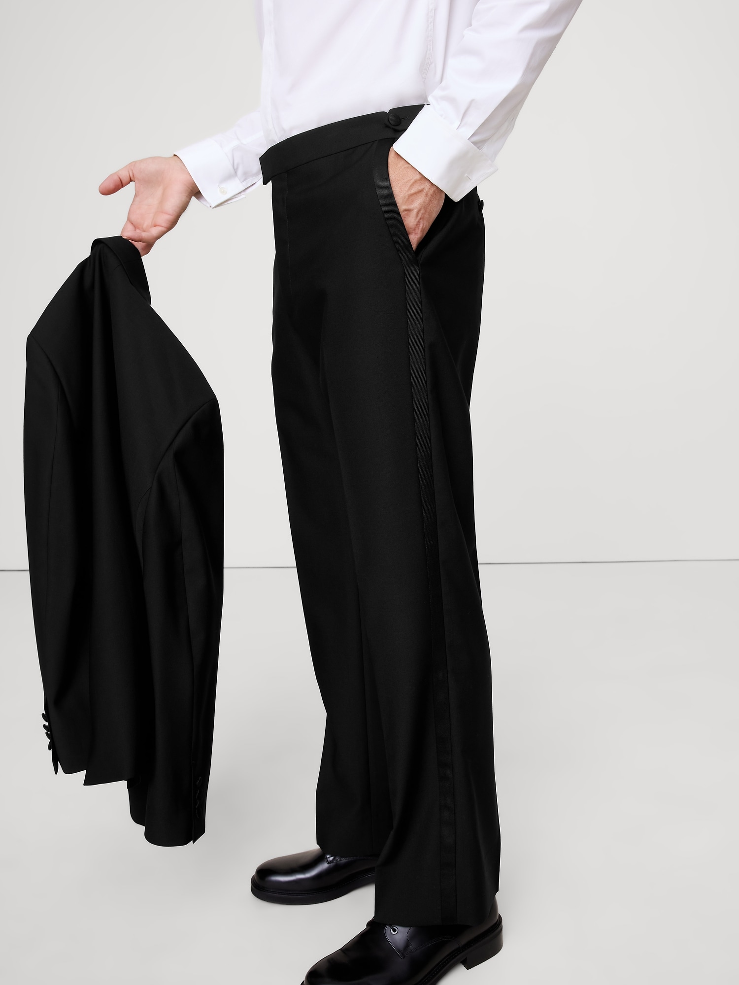 Image number 5 showing, Straight Italian Barathea Tuxedo Pant