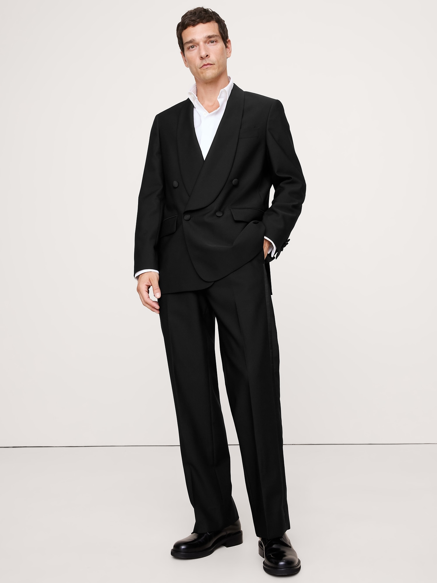 Image number 4 showing, Straight Italian Barathea Tuxedo Pant