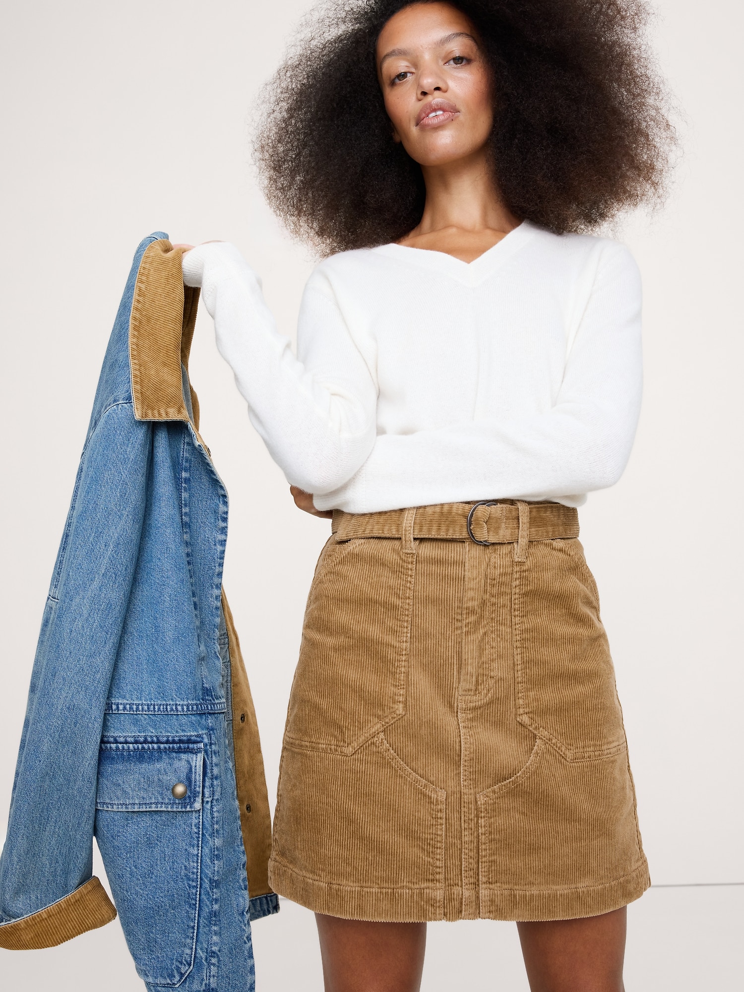 Corduroy Mini Skirt - Golden Oak