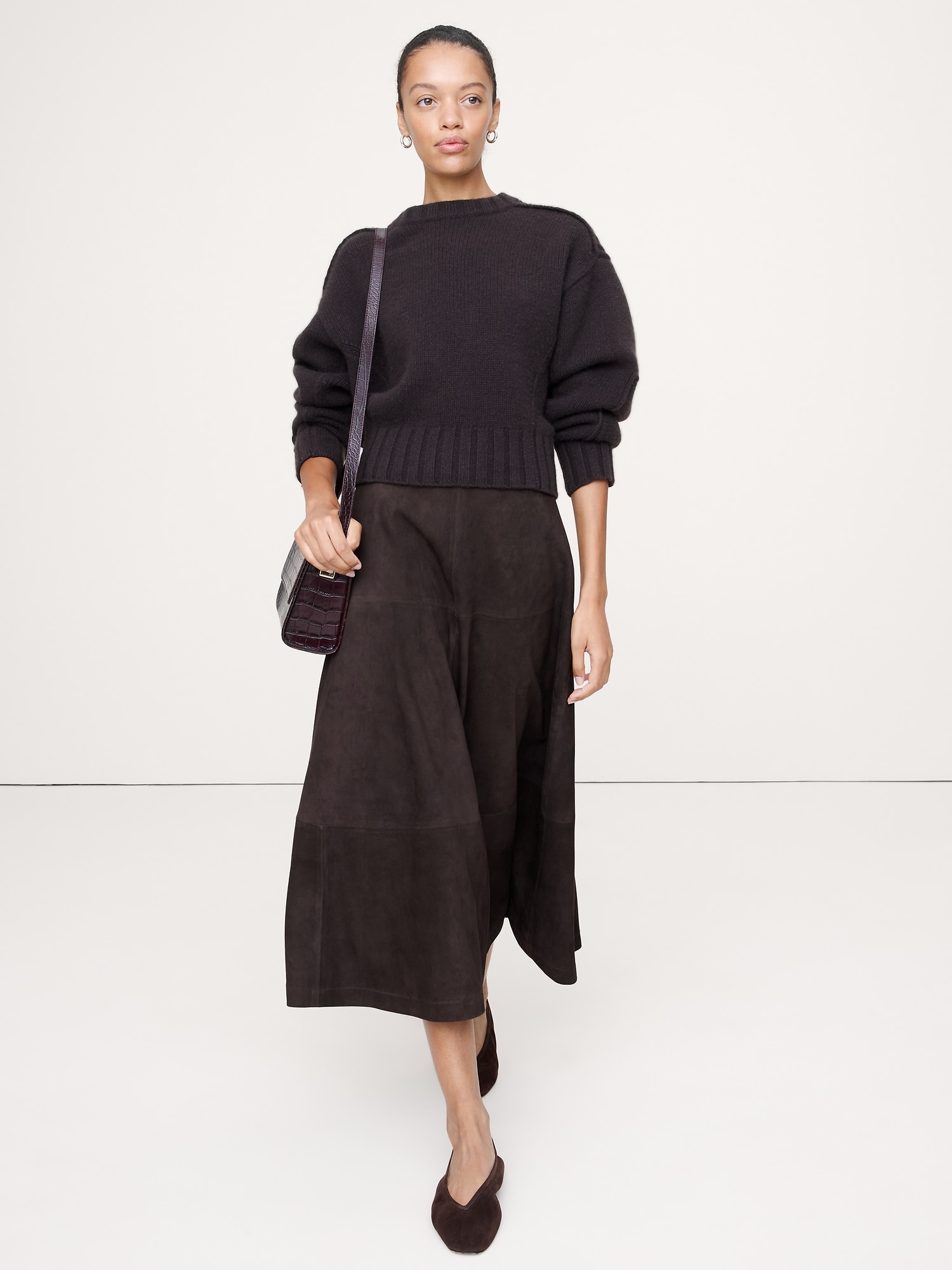 Image number 1 showing, Suede Midi Skirt