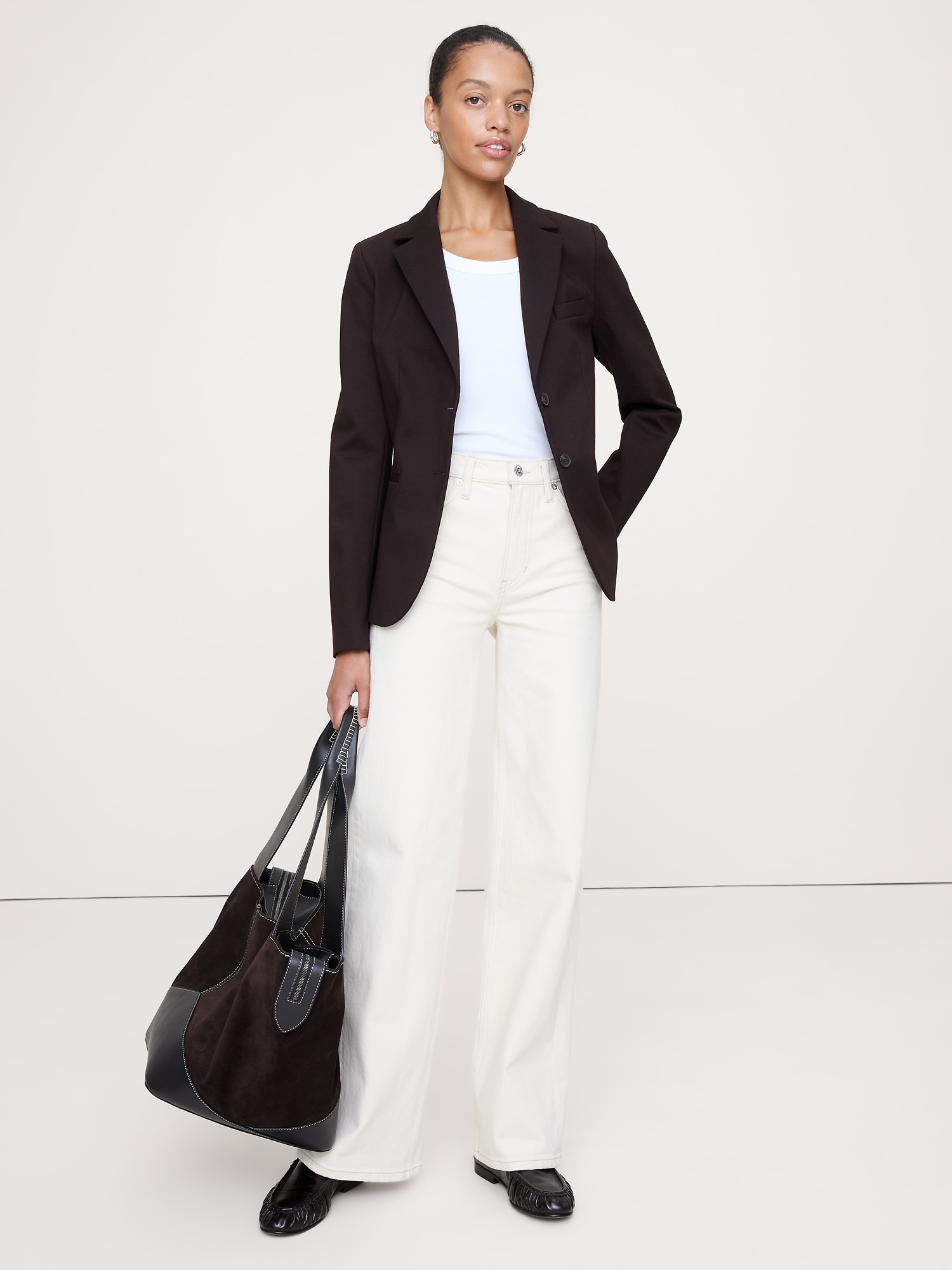 Slim Everywhere Ponte Blazer - Ganache Brown