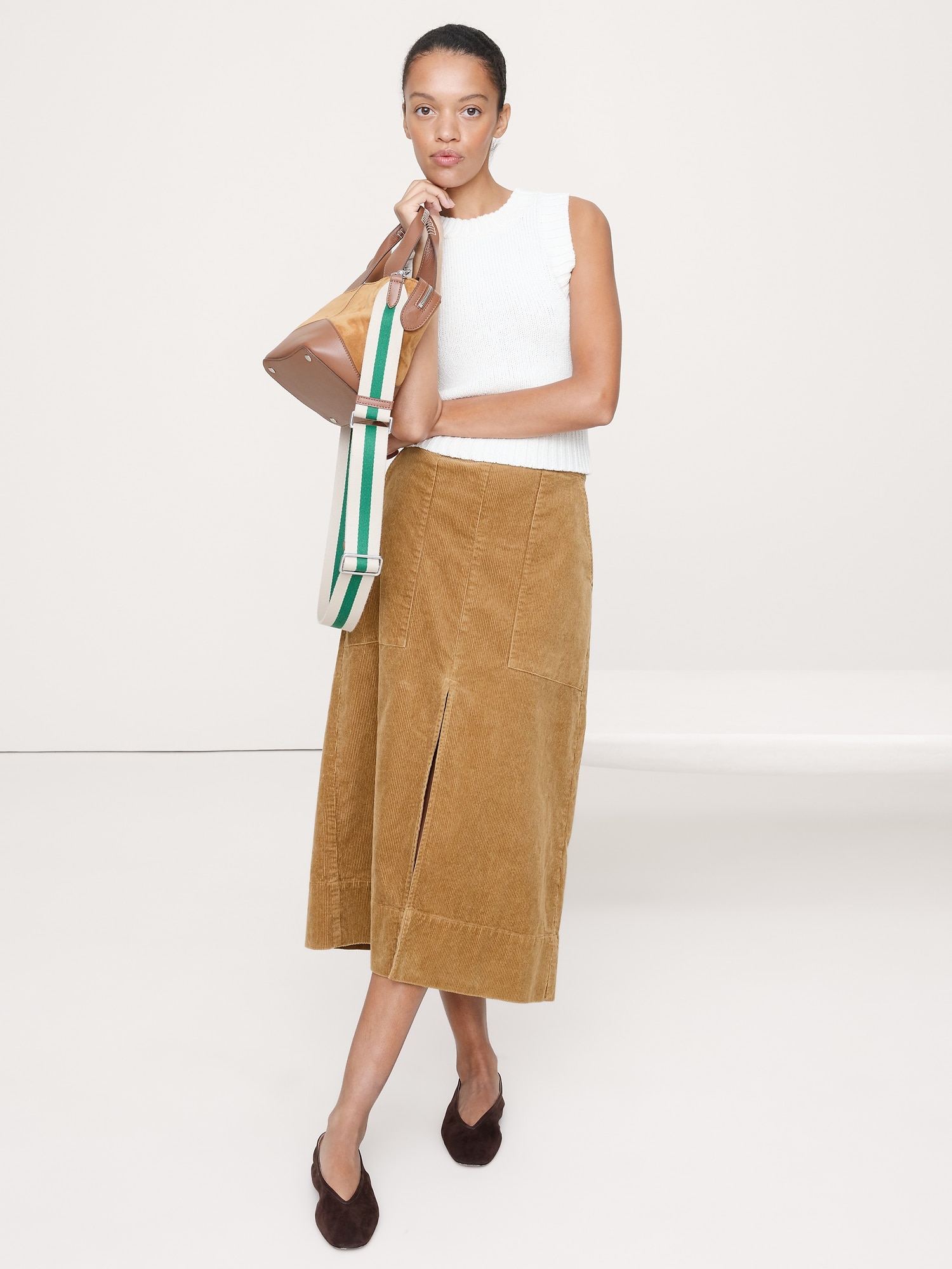 Corduroy Midi Skirt - Golden Oak