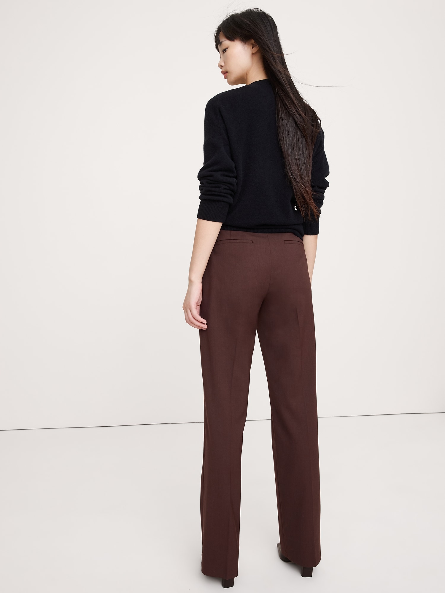 Image number 3 showing, High-Rise Modern Straight Italian Wool Pant