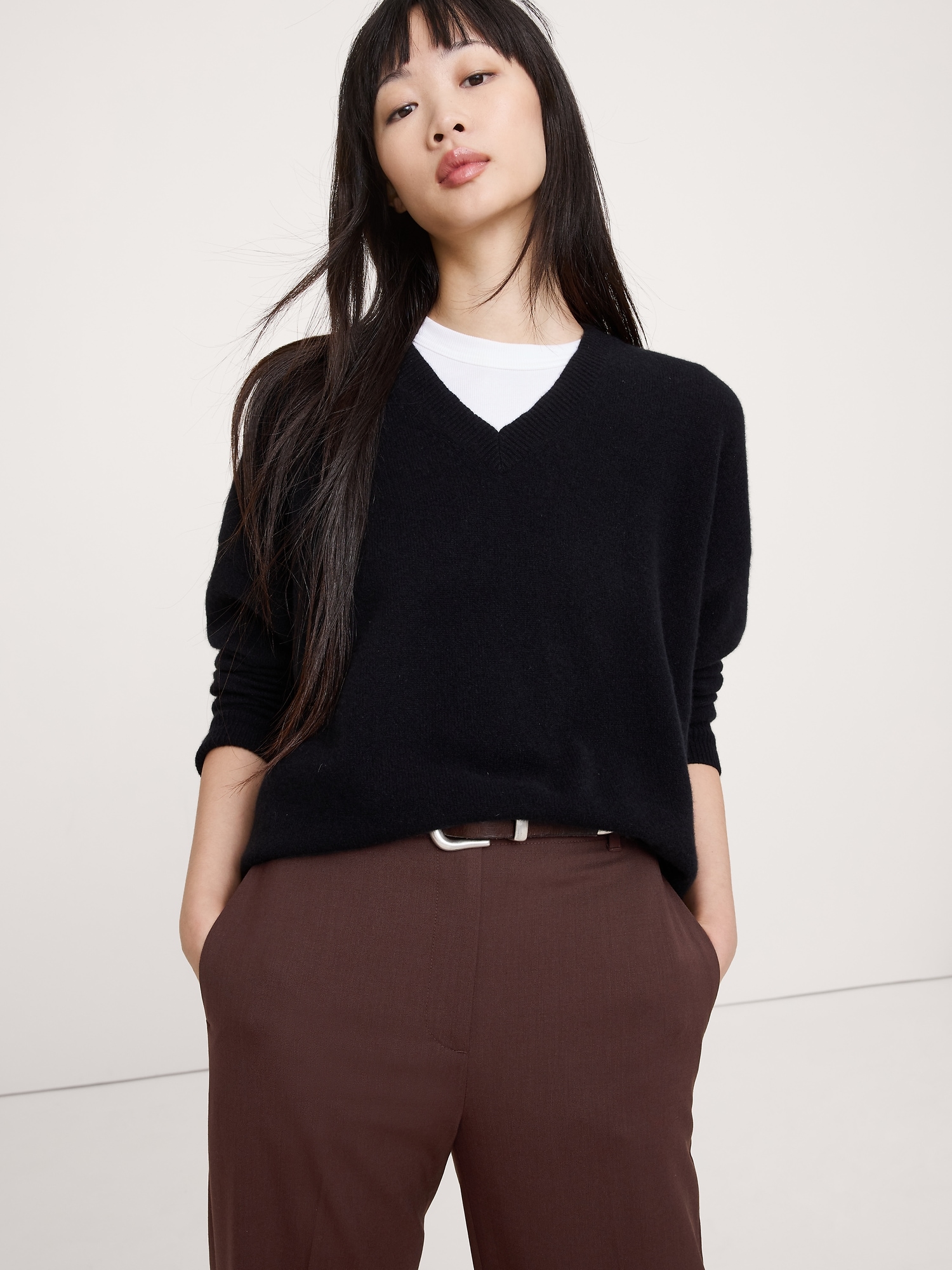Image number 4 showing, High-Rise Modern Straight Italian Wool Pant