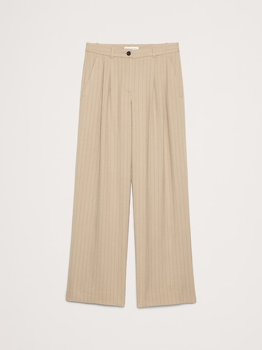 L'image numéro 7 présente Pantalon drapé en sergé à taille mi-basse, à plis et jambe large Soho