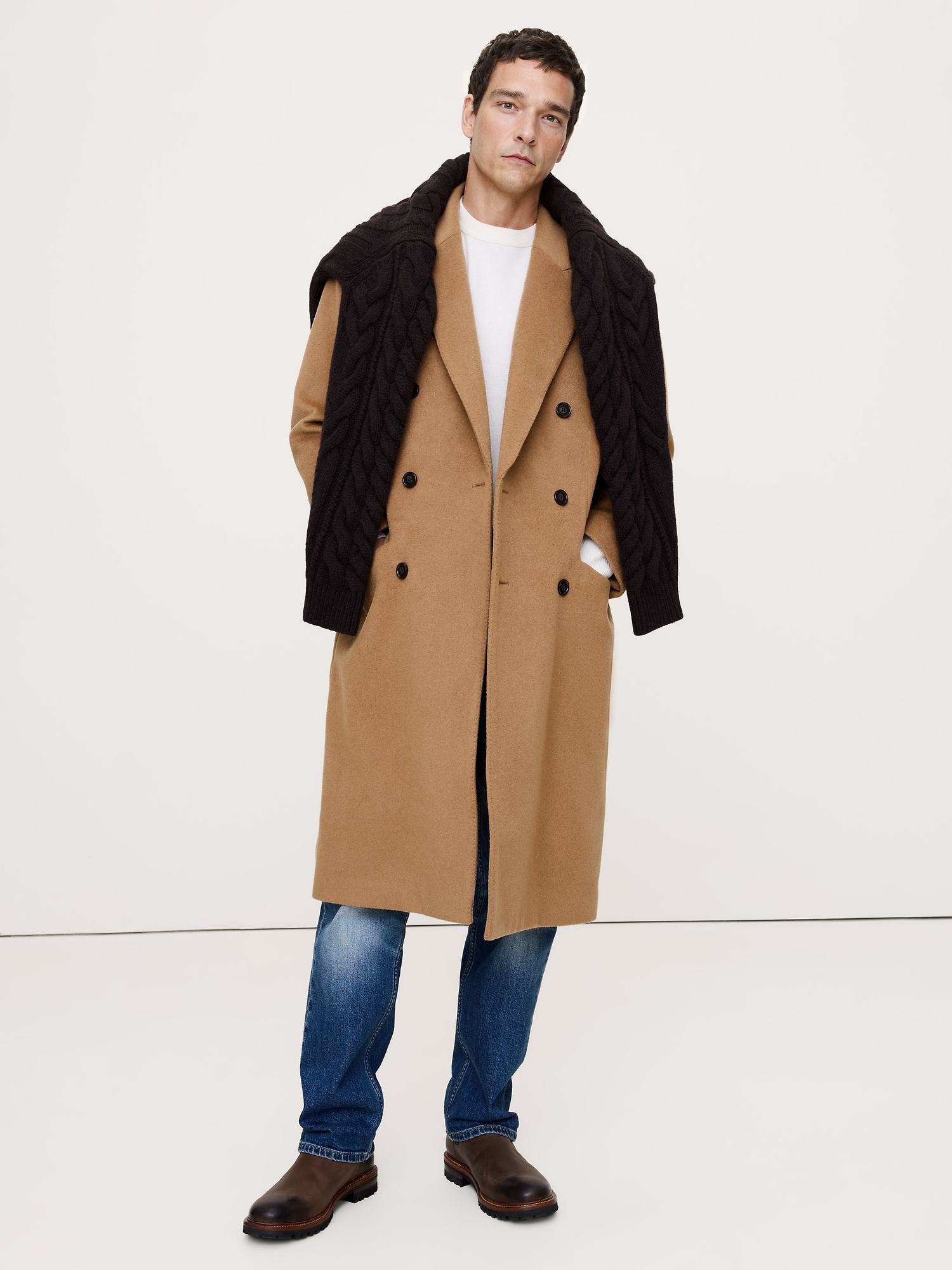 Double-Breasted Top Coat - Camel