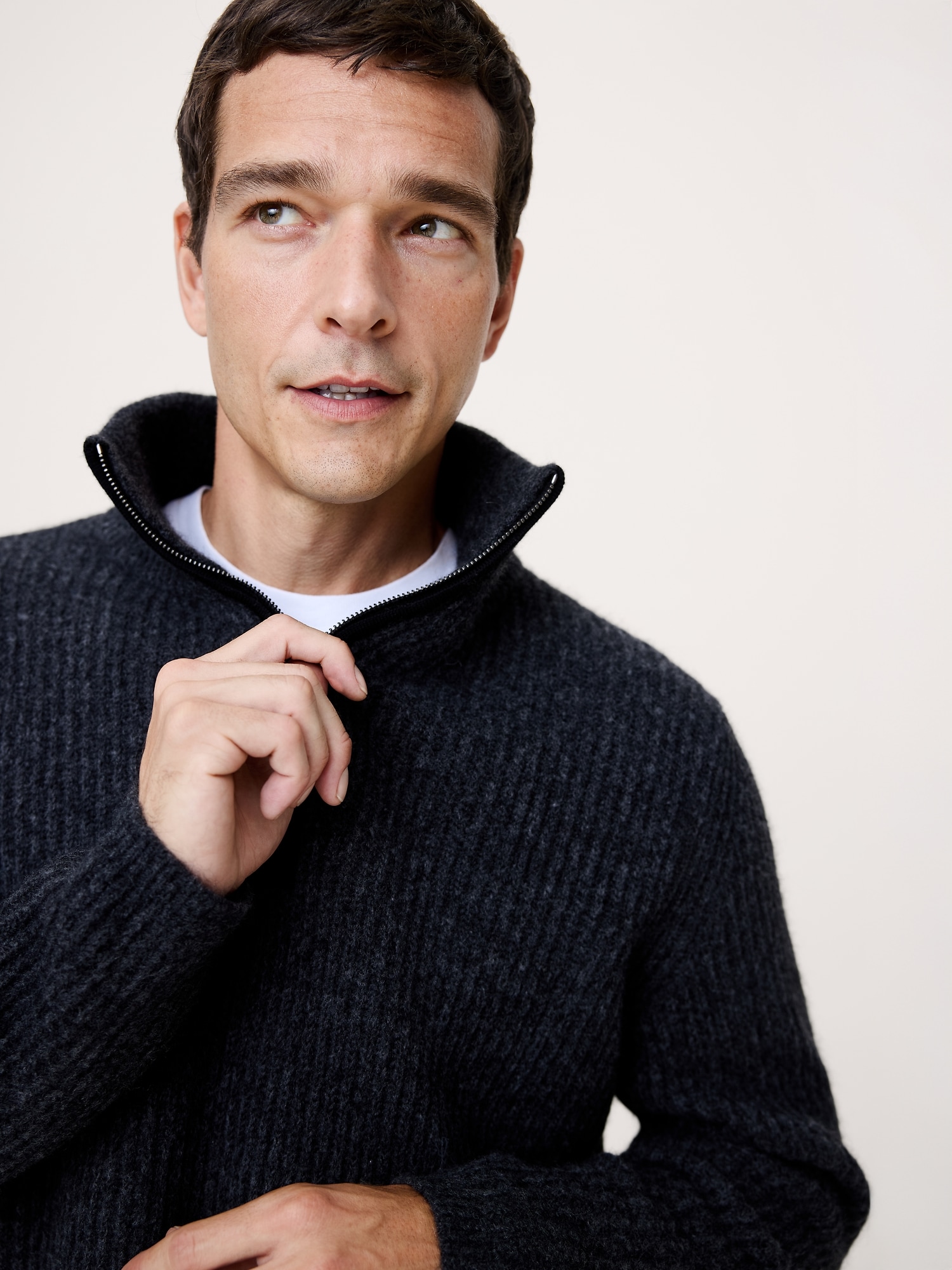 Alpaca-Wool Blend Half-Zip Sweater