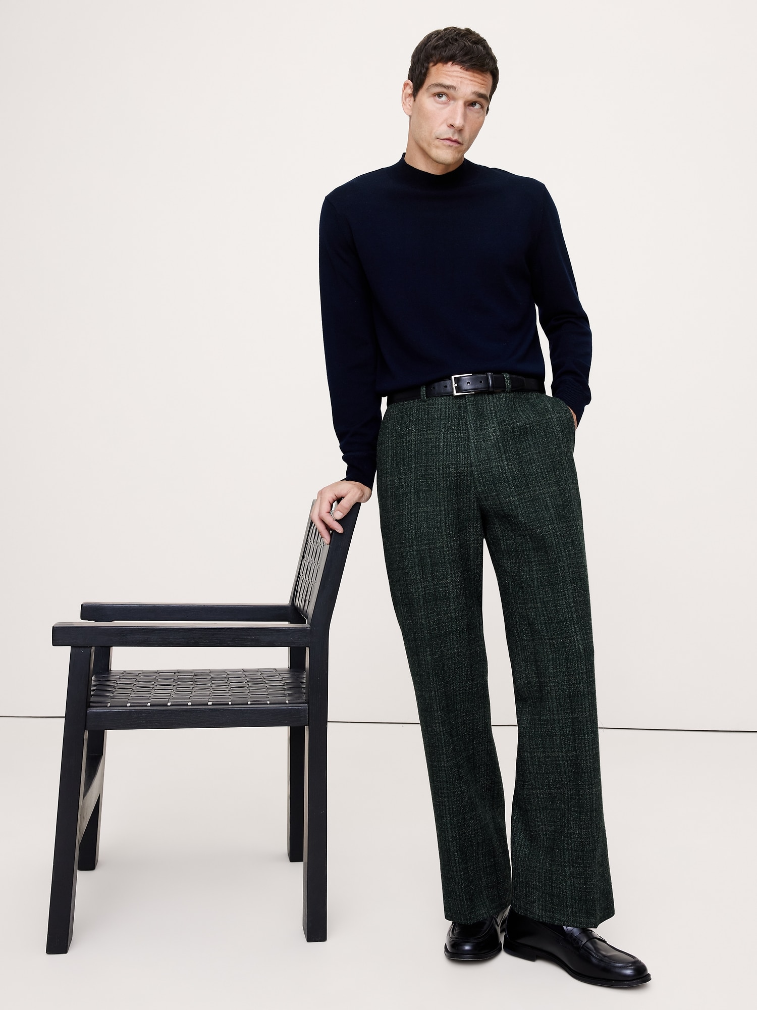 Pantalon de complet en tweed de laine italien