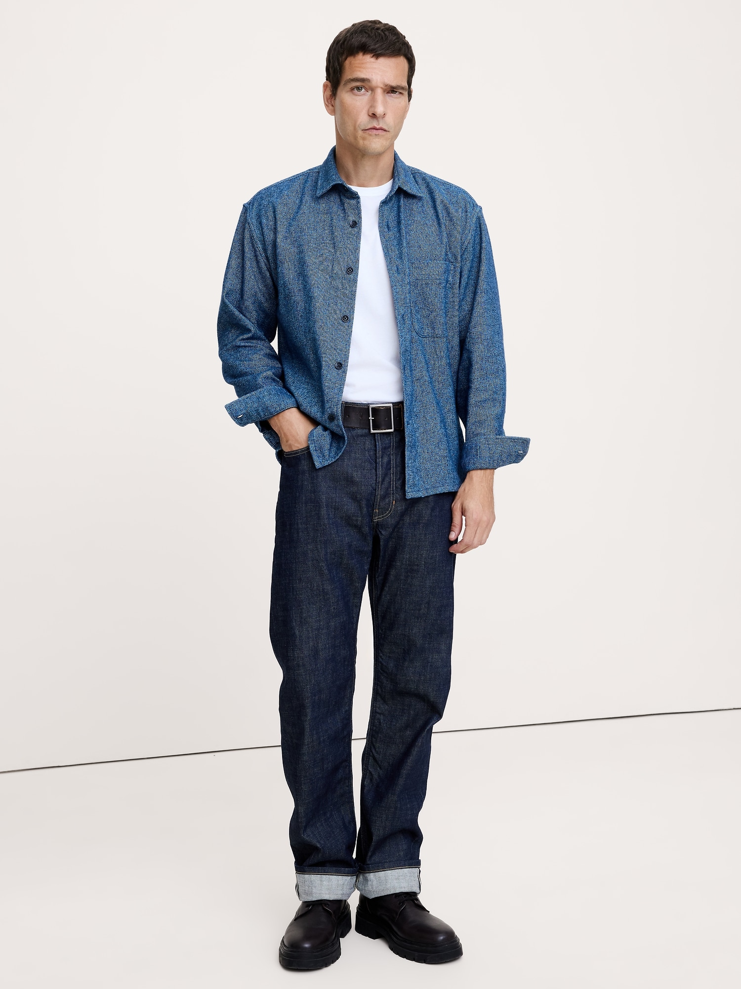 Relaxed-Fit Flannel Overshirt - Blue