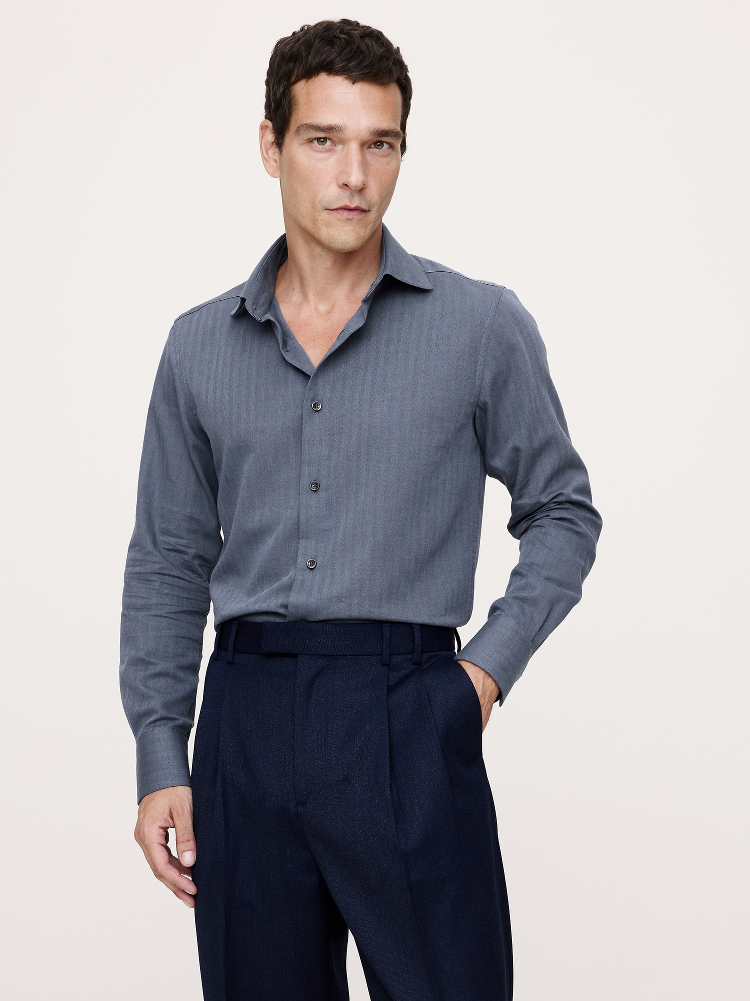Image number 1 showing, Slim-Fit Cotton-Cashmere Dress Shirt
