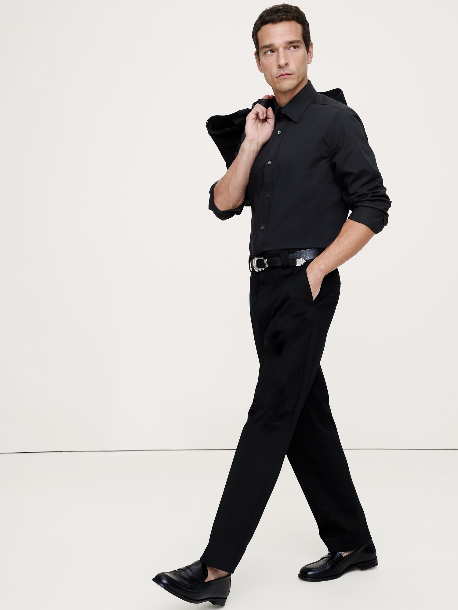 Standard-Fit Wrinkle-Resistant Dress Shirt - Black
