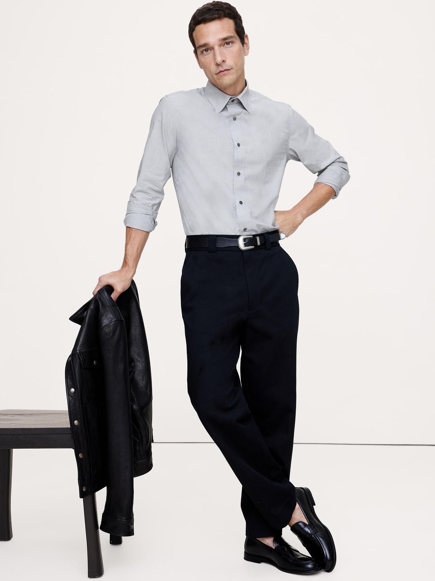 Slim-Fit Wrinkle-Resistant Dress Shirt - Heather Gray