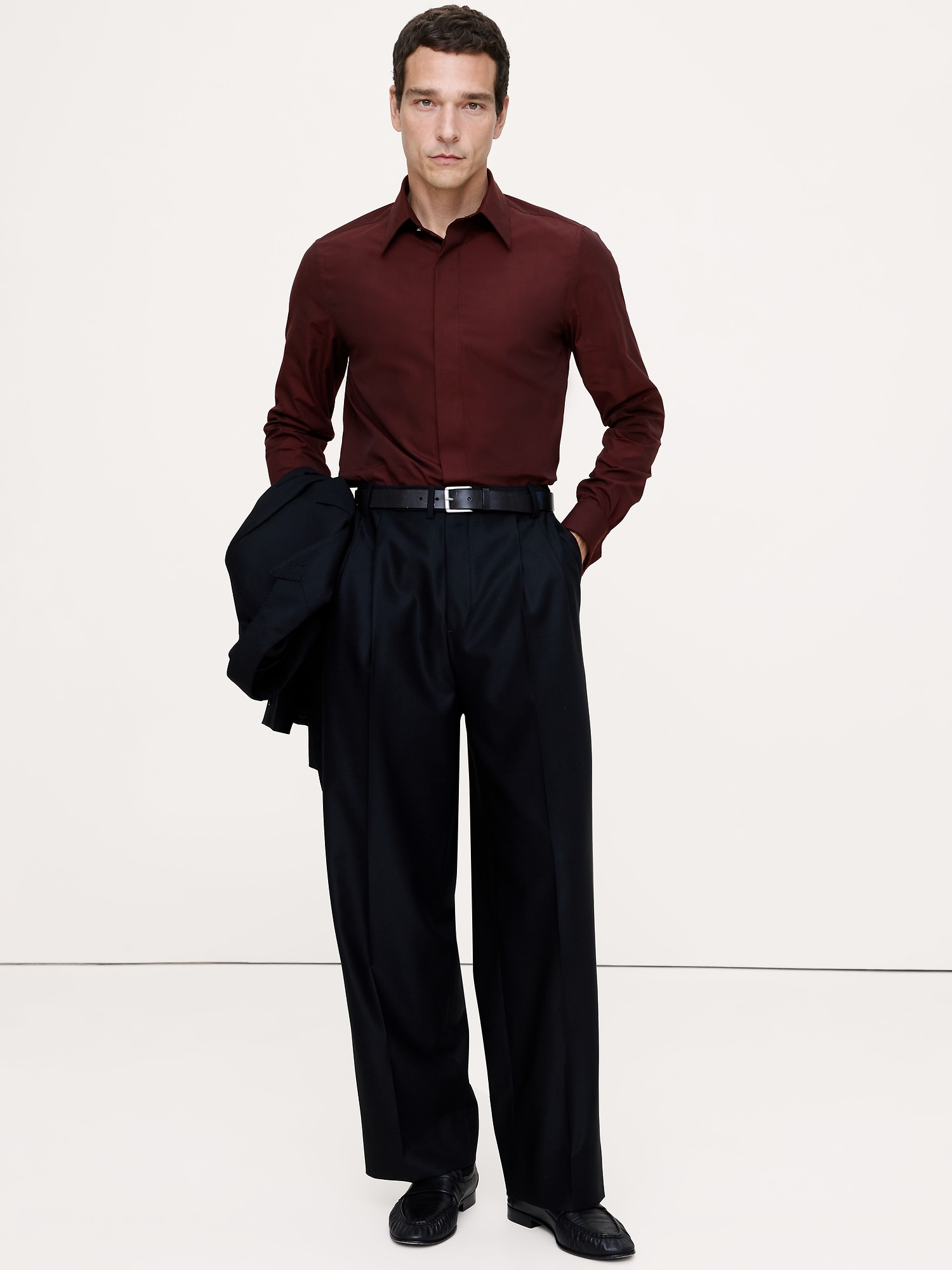 Slim-Fit Cotton Poplin Tuxedo Shirt