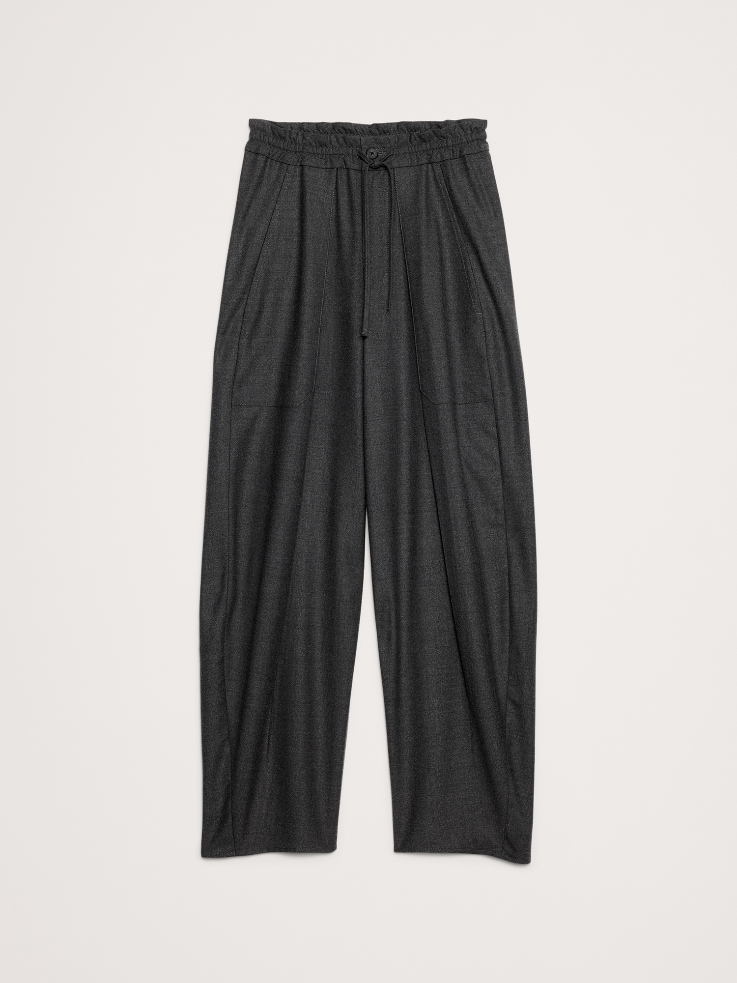 L'image numéro 8 présente Pantalon baril à taille haute extensible en flanelle à plis