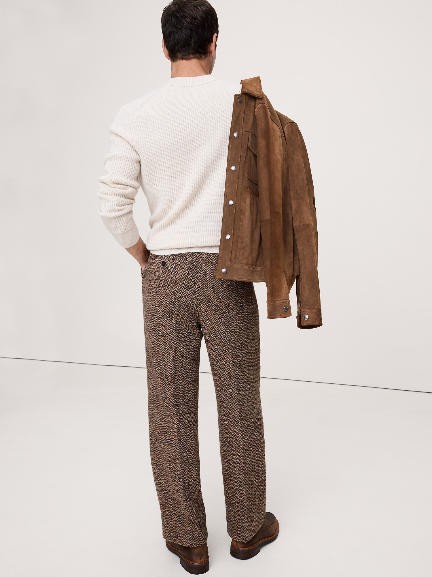 Image number 3 showing, Relaxed Pleated Italian Herringbone Pant