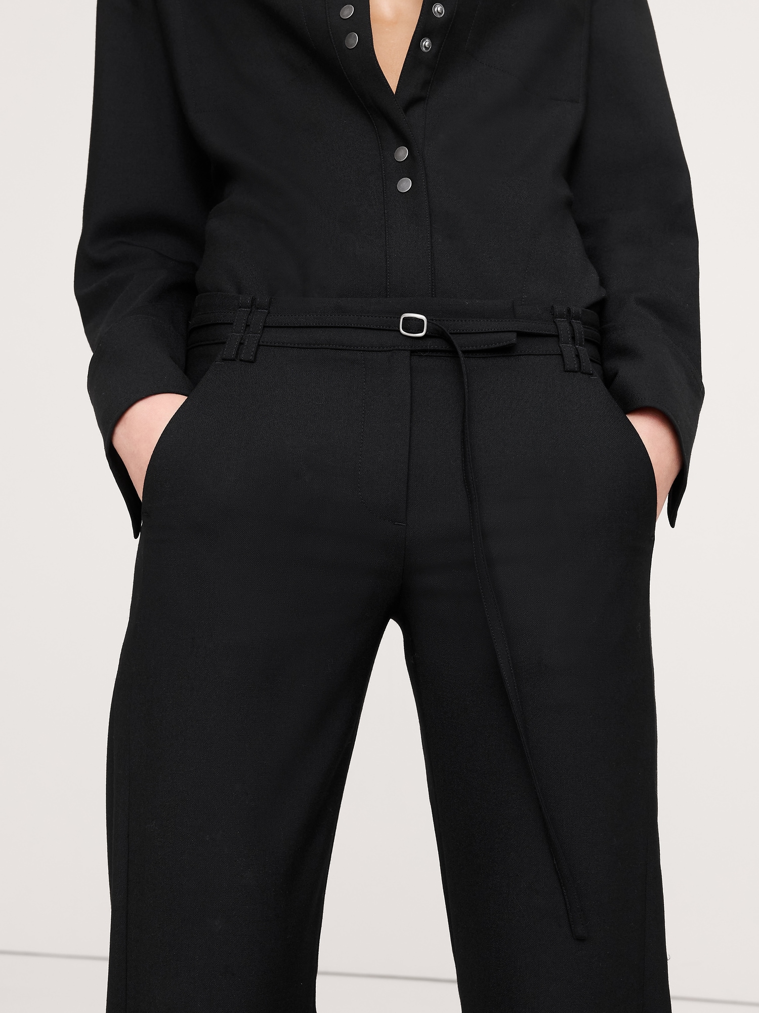 Image number 6 showing, Mid-Rise Bootcut Wool-Blend Flannel Pant