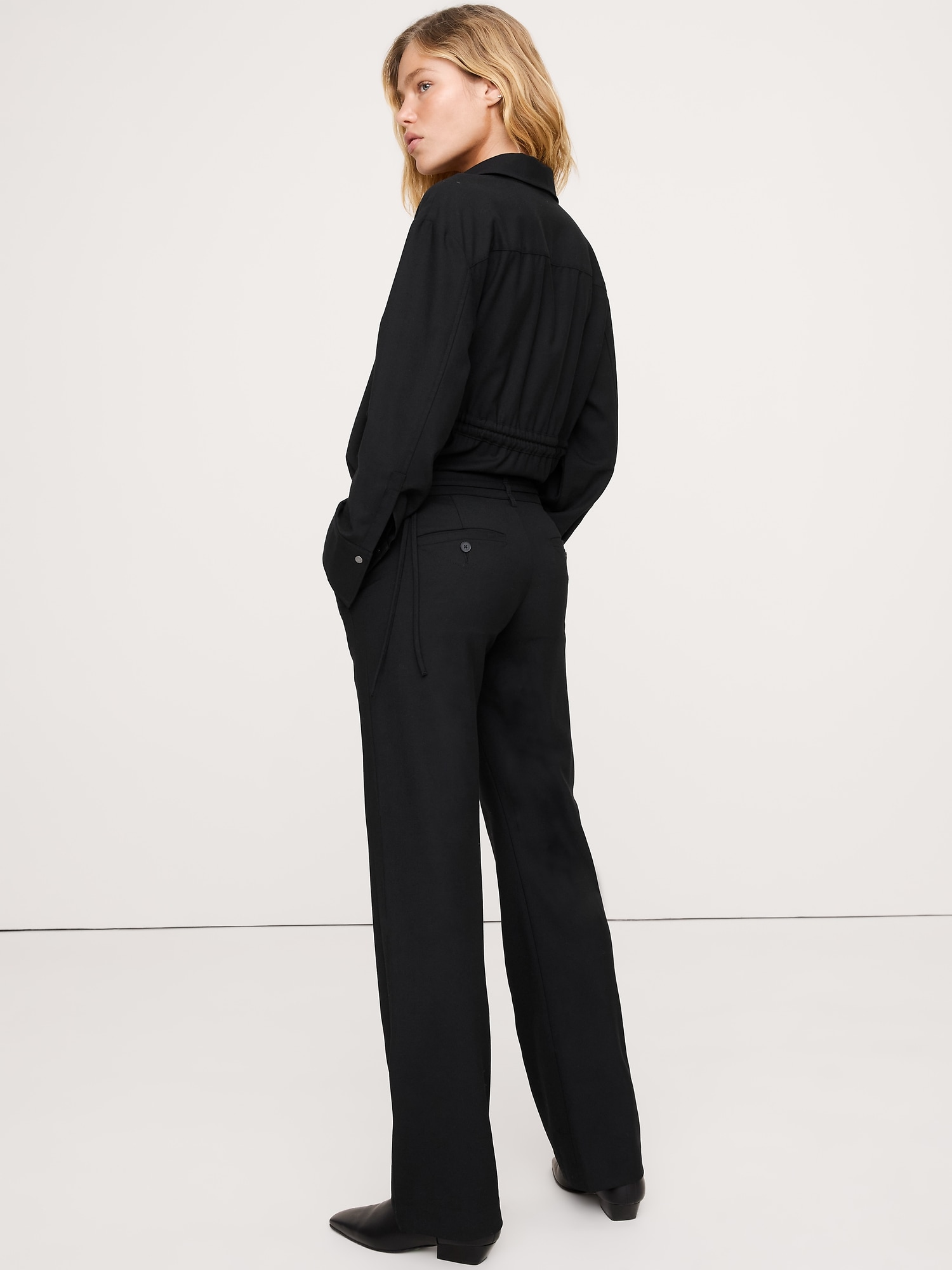 Image number 5 showing, Mid-Rise Bootcut Wool-Blend Flannel Pant