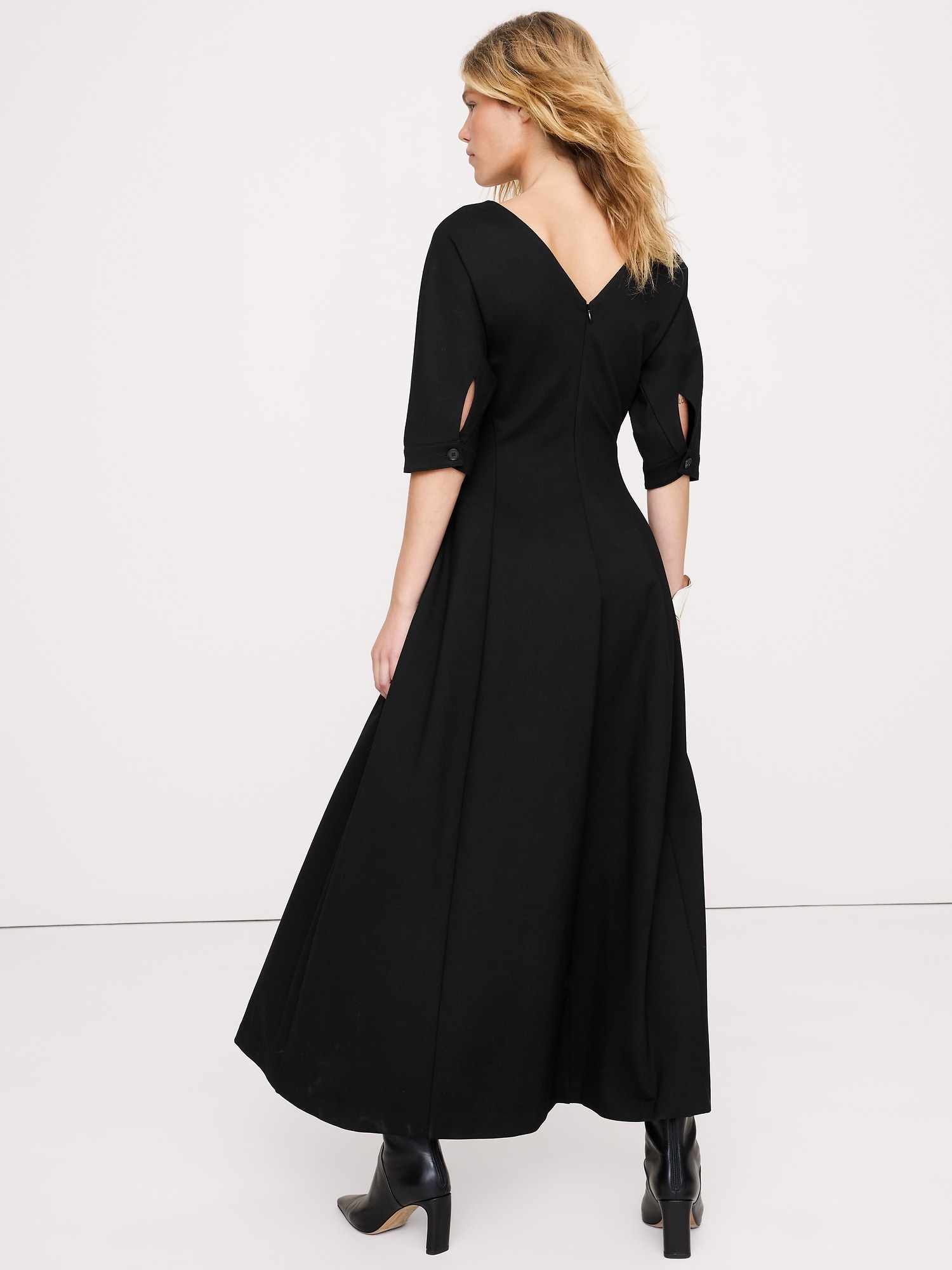 Image number 3 showing, Ponte Puff-Sleeve Maxi Dress