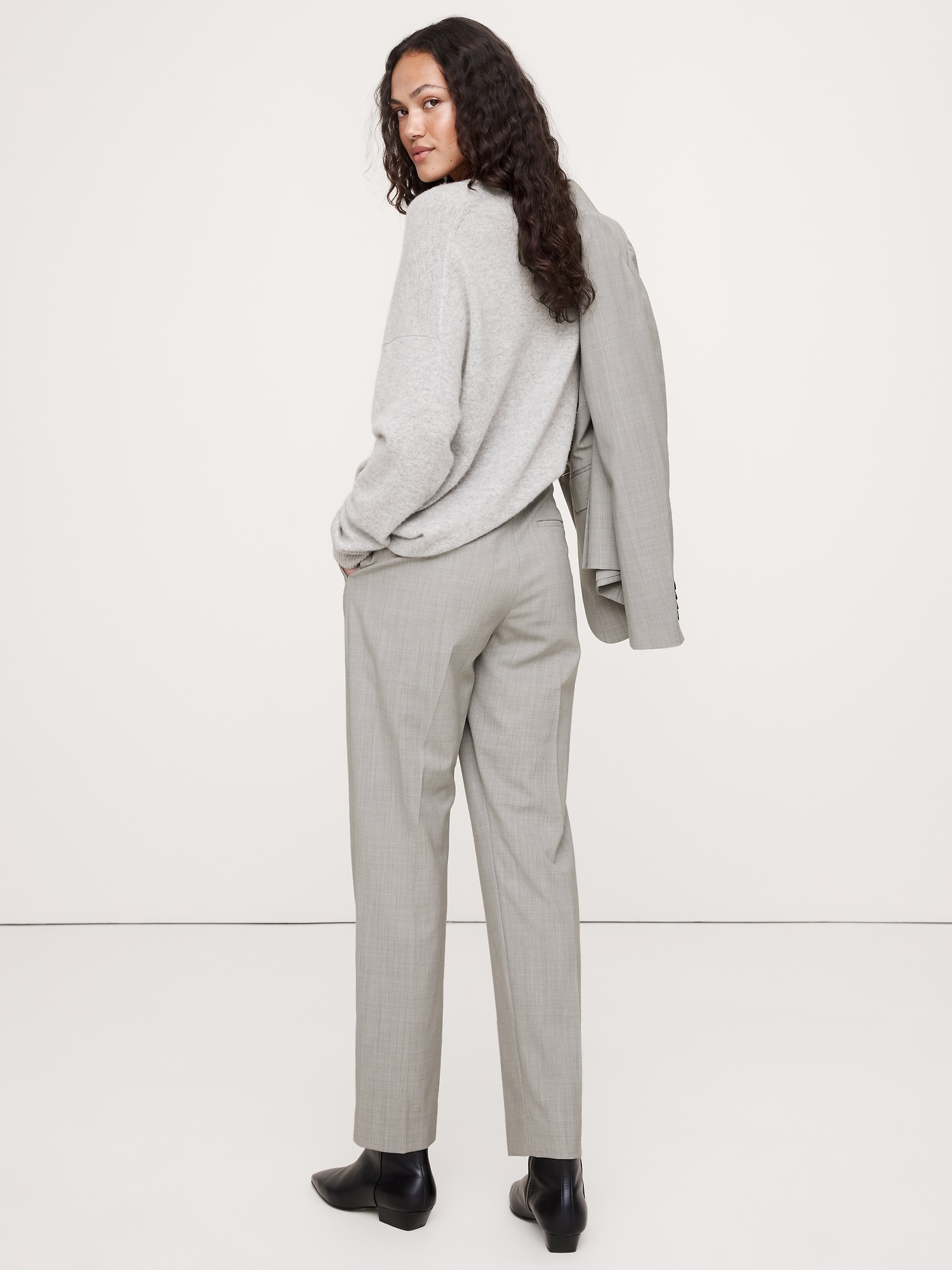 Image number 2 showing, High-Rise Slim Italian Wool Ankle Pant