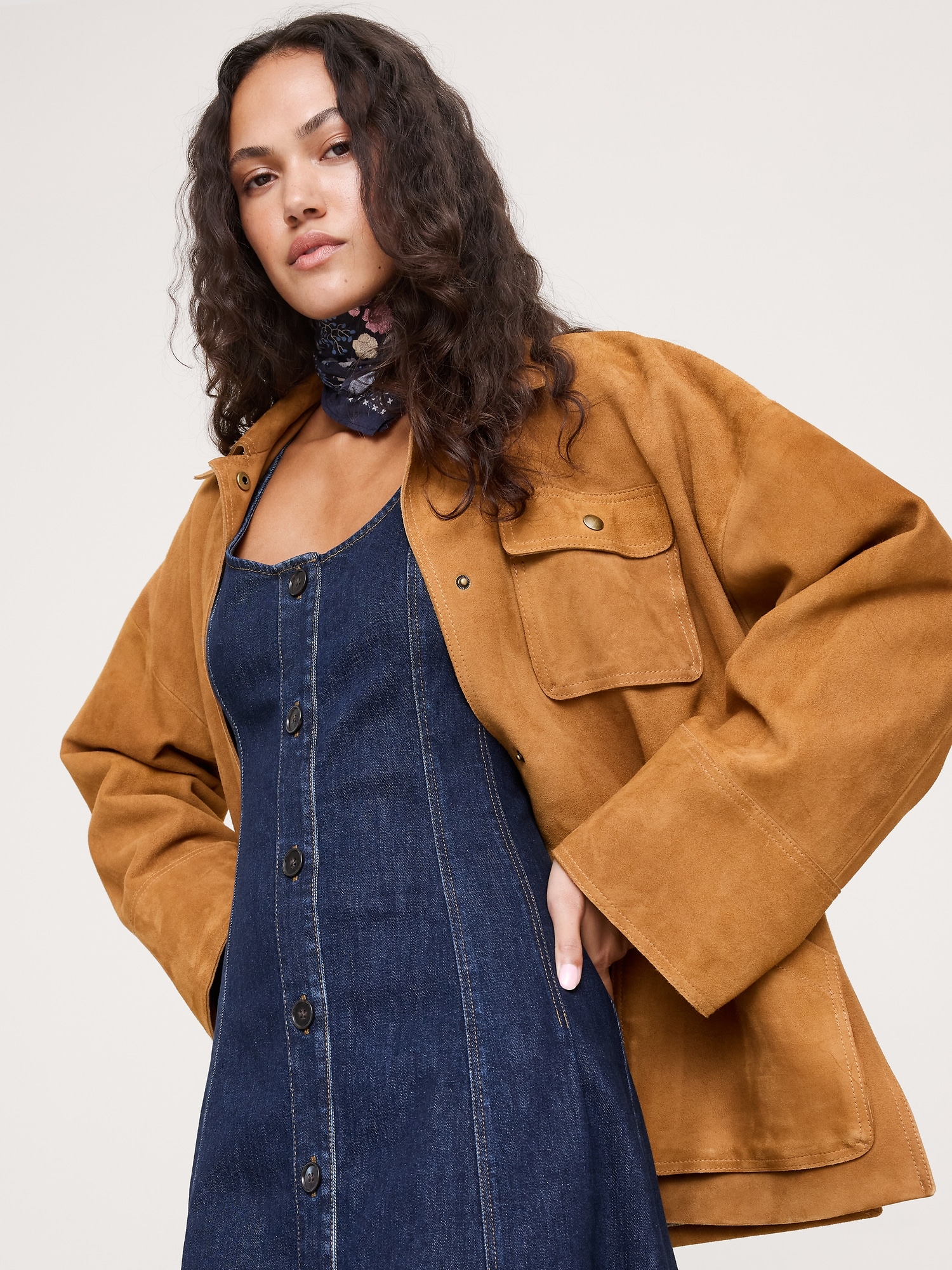 Image number 3 showing, Denim Scoop-Neck Midi Dress