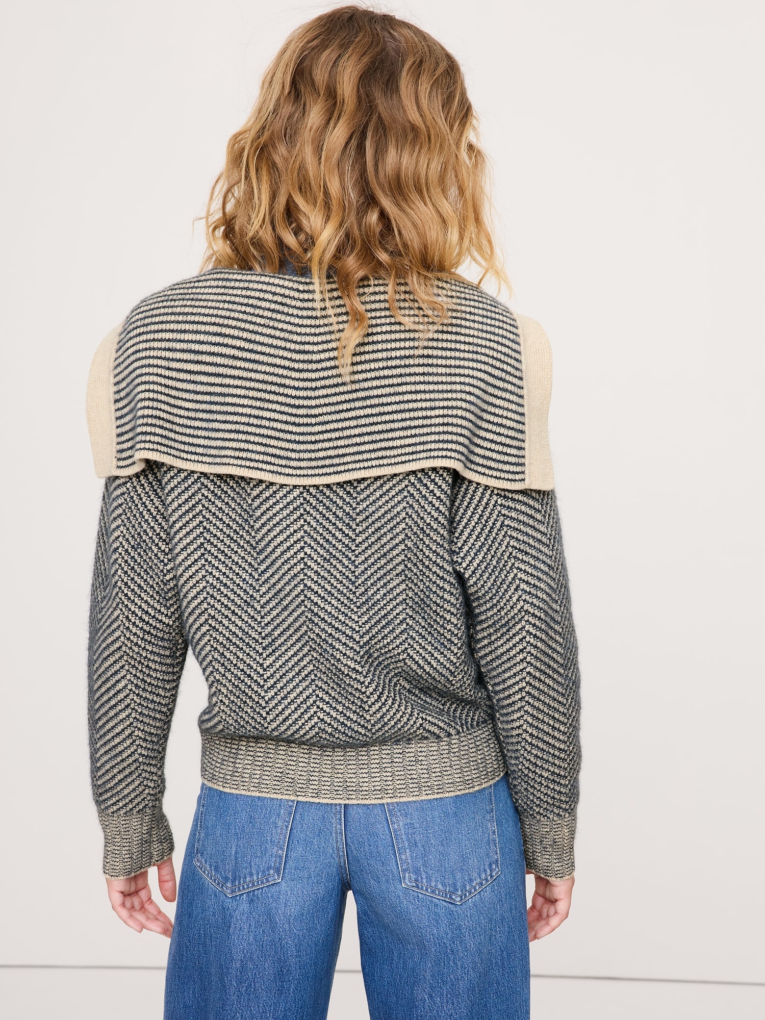 Image number 2 showing, Herringbone Jacquard Sailor Sweater