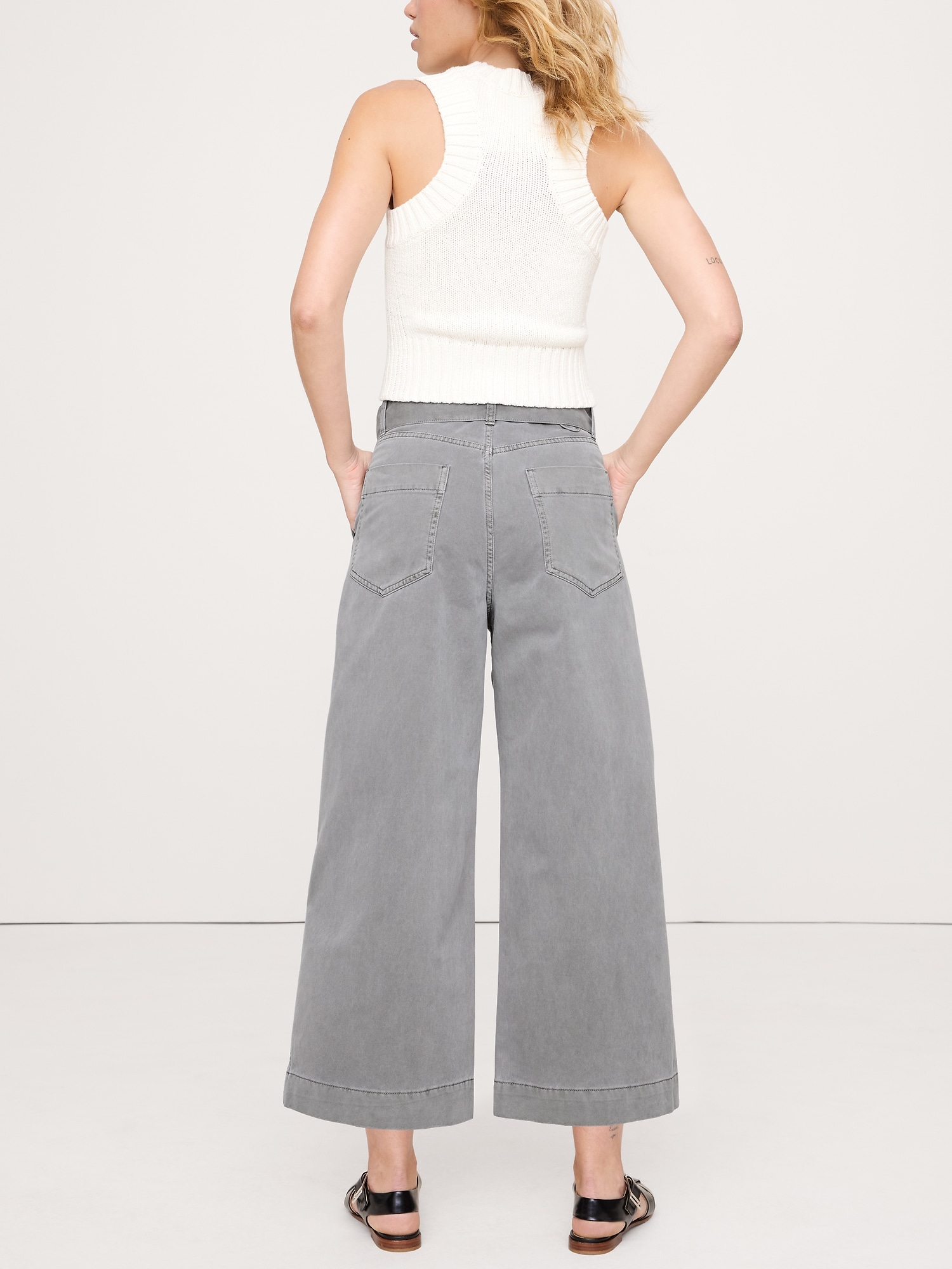 Image number 8 showing, High-Rise Wide-Leg Utility Crop Pant